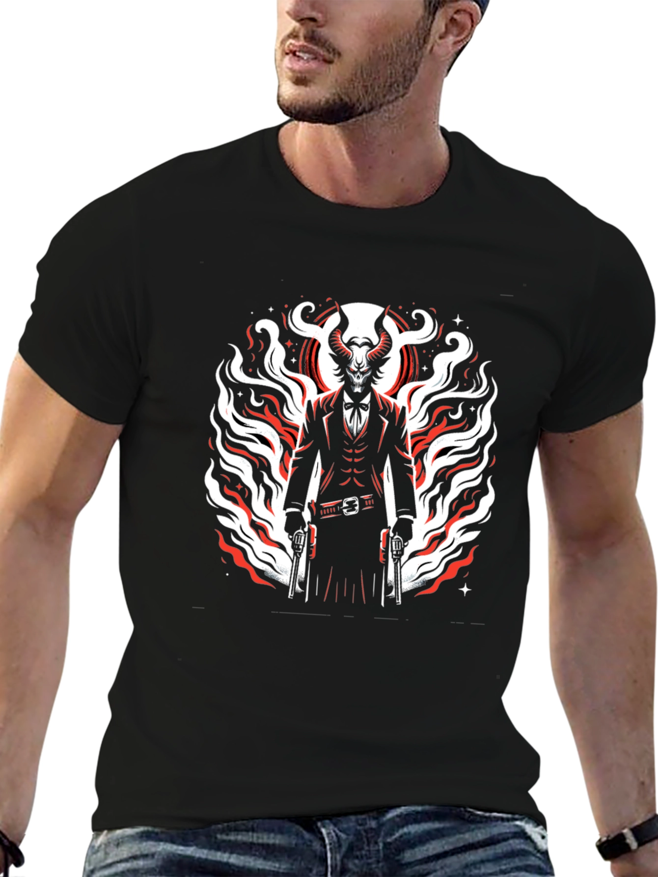 Devil Gunslinger Graphic Tee - Mens Black T-Shirt