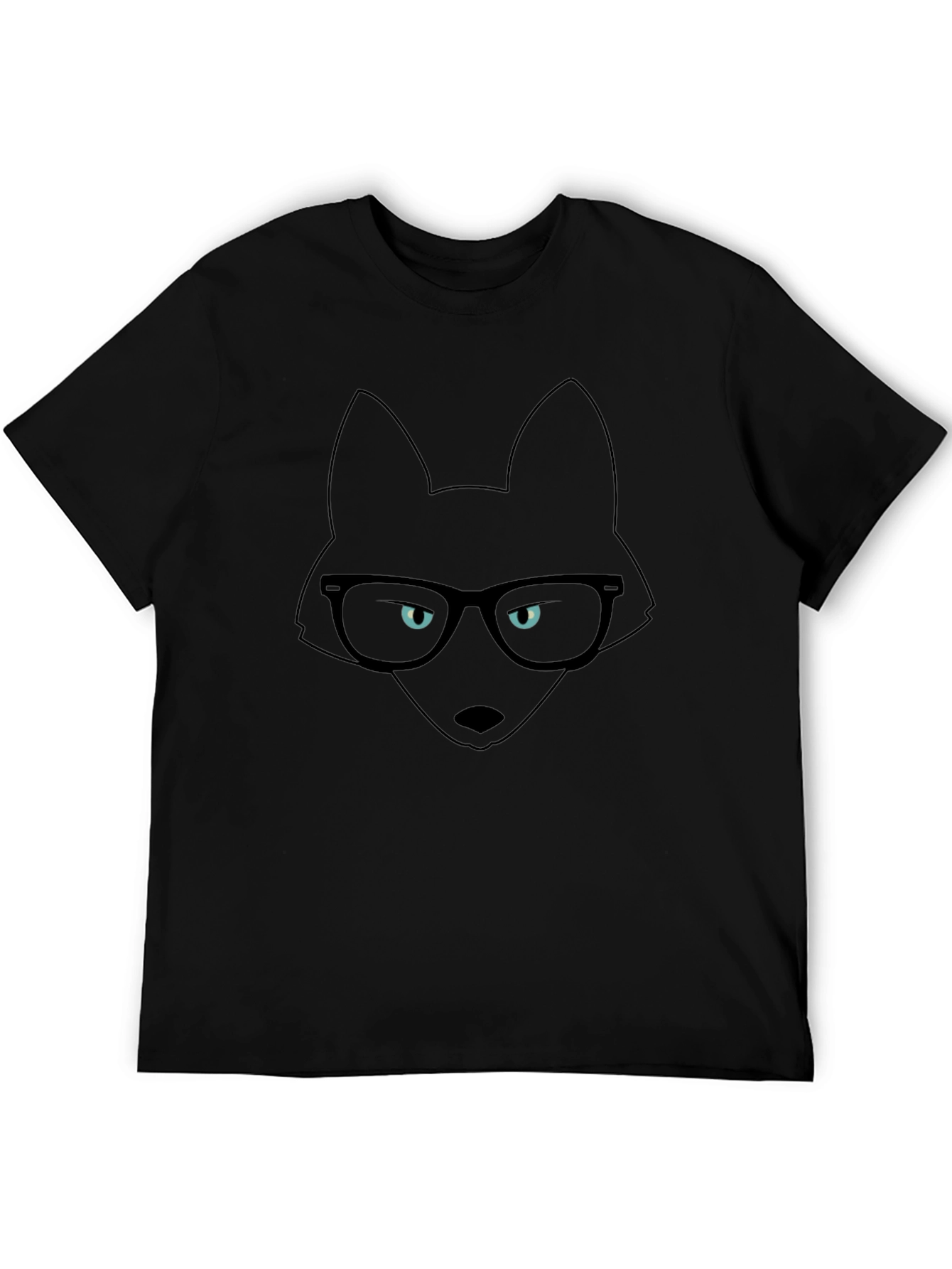 Fox in Glasses Black T-Shirt