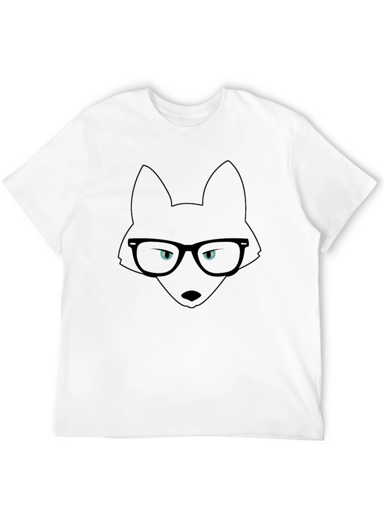 Fox in Glasses Black T-Shirt