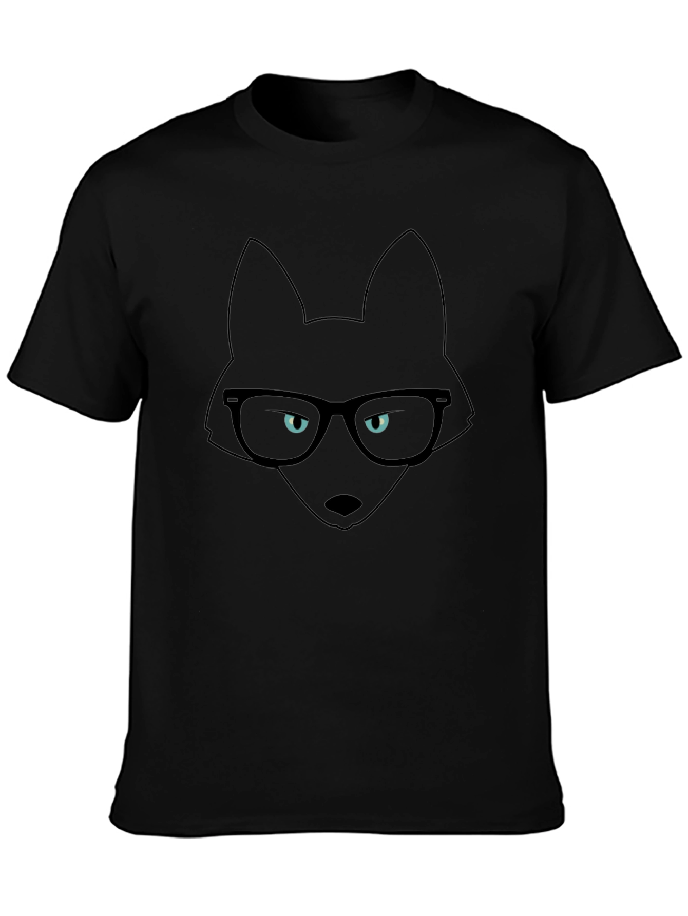 Fox in Glasses Black T-Shirt