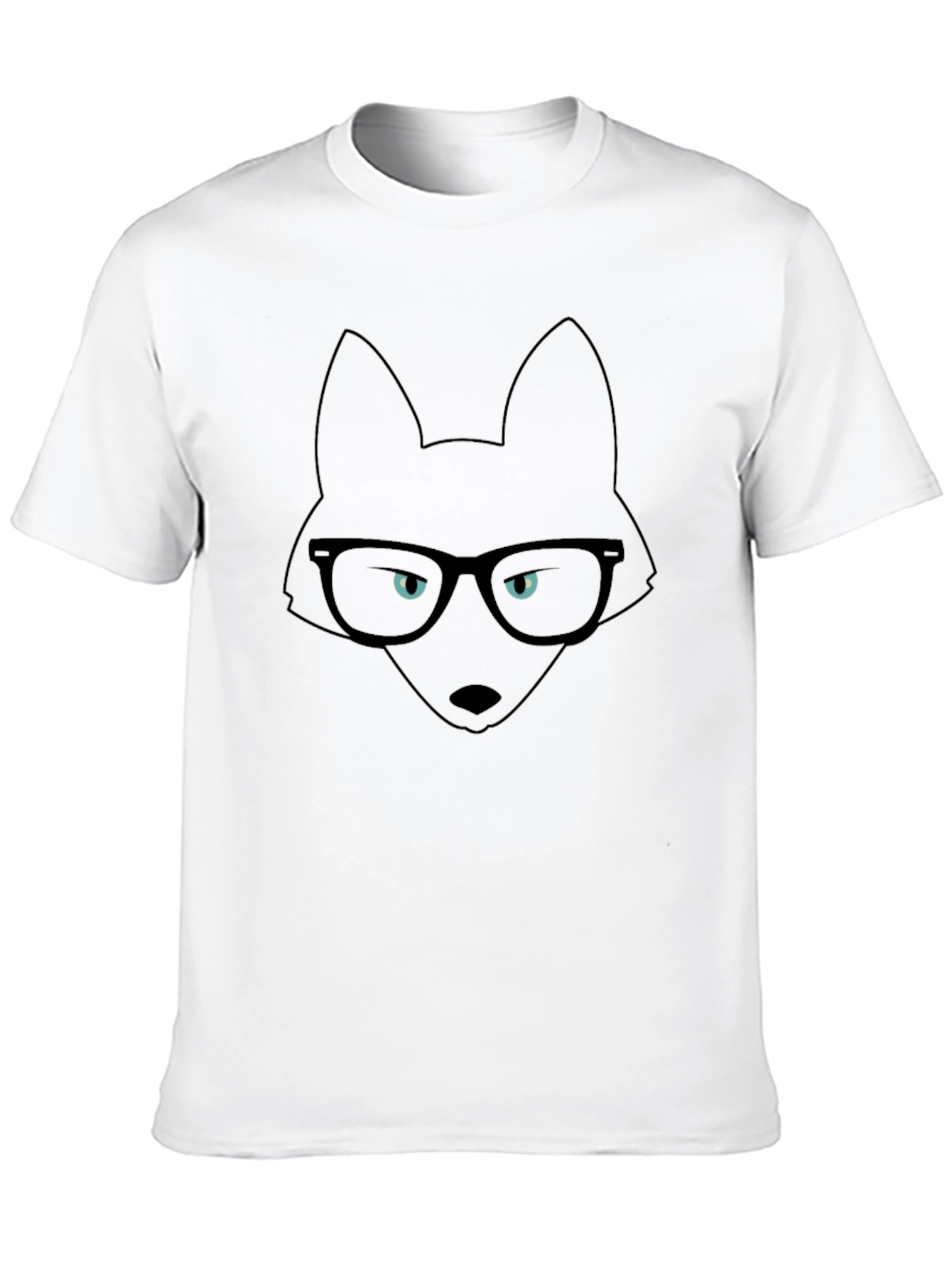 Fox in Glasses Black T-Shirt
