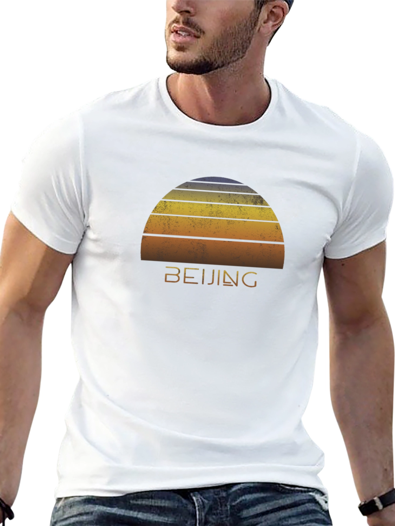 Beijing Sunset Graphic Tee - Retro Style
