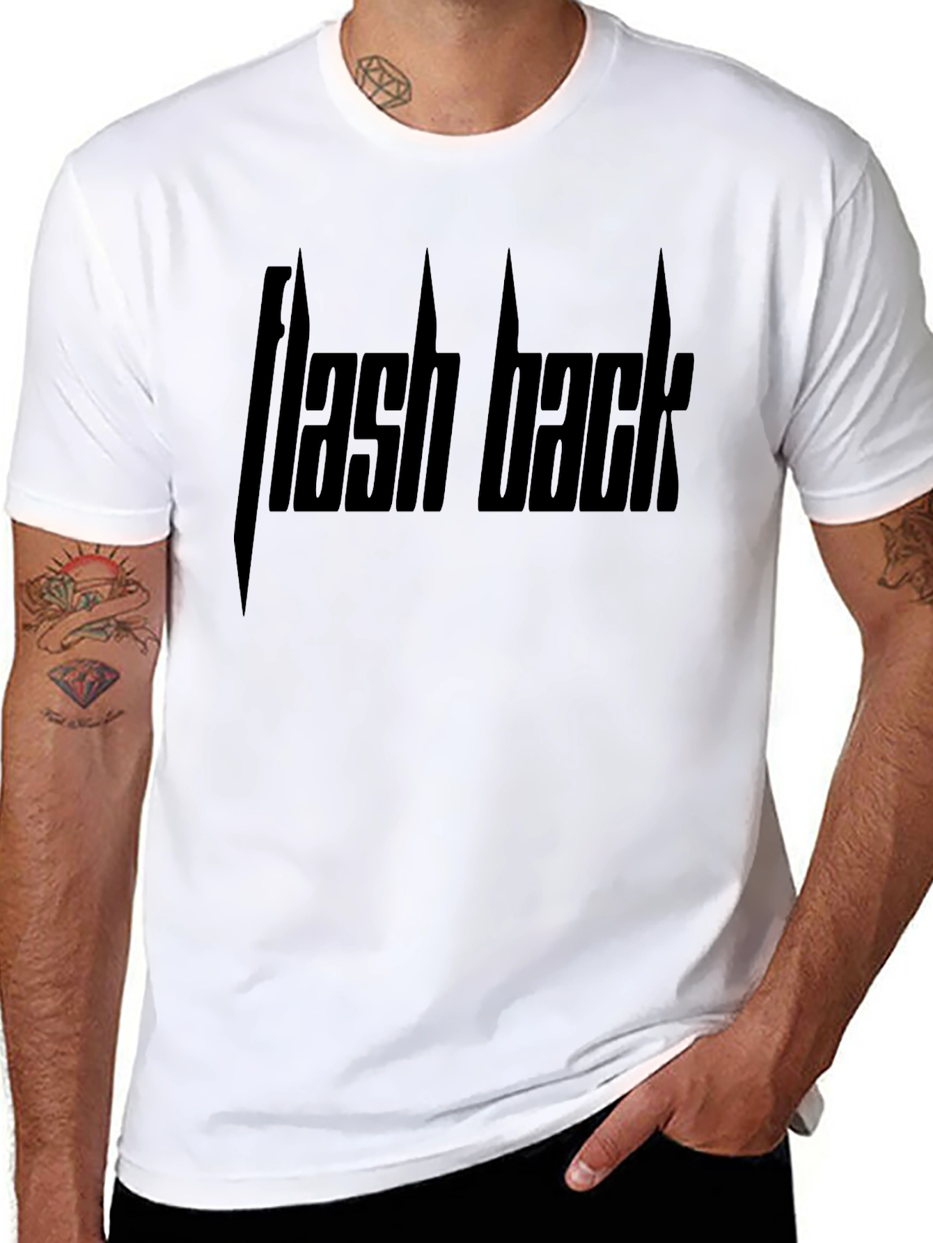 Flash Back Graphic Tee - Black Crew Neck T-Shirt