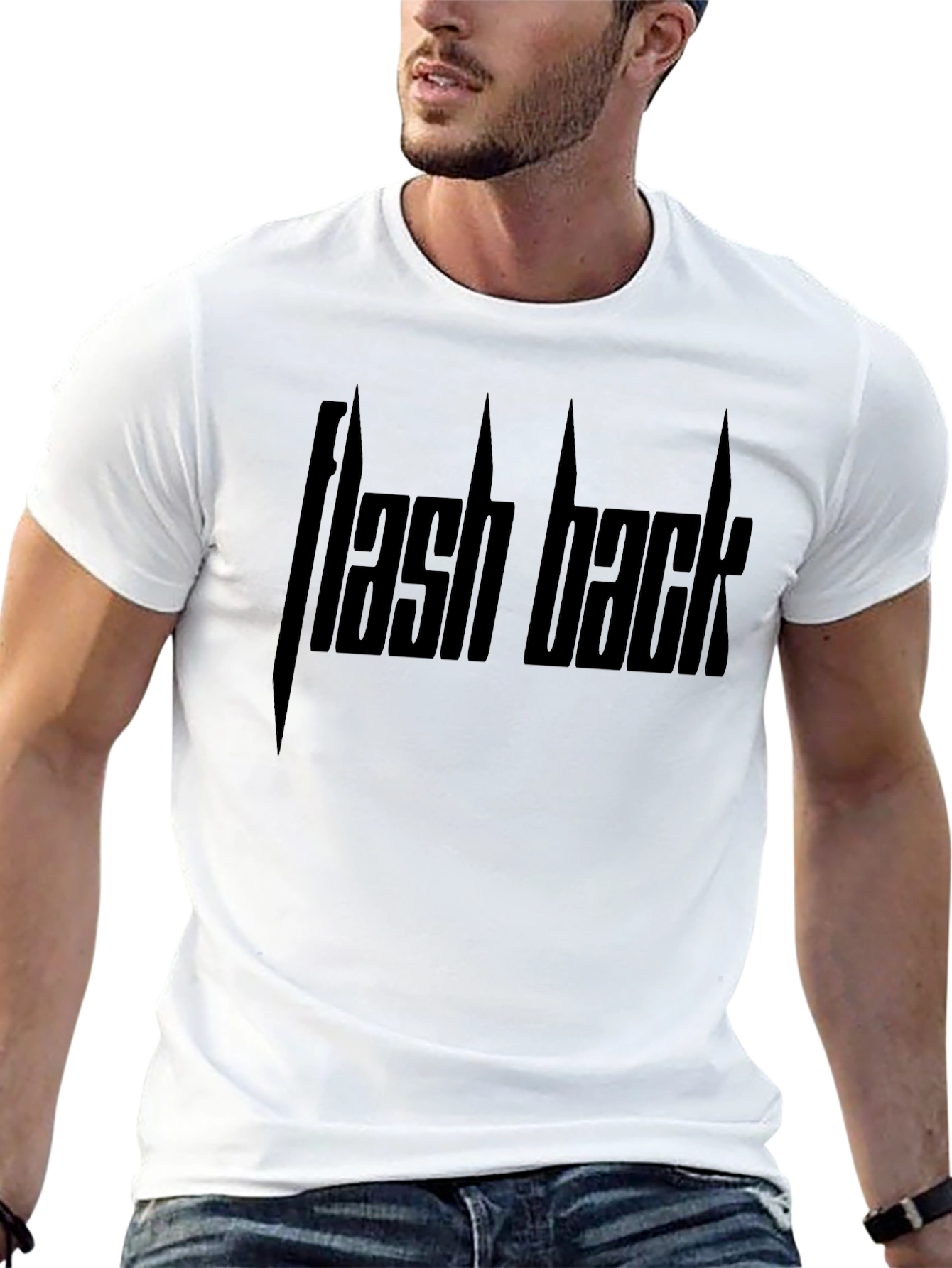 Flash Back Graphic Tee - Black Crew Neck T-Shirt