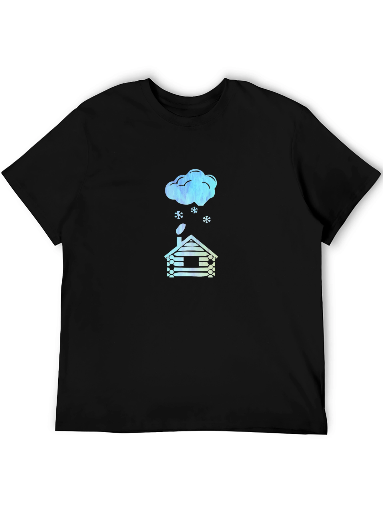 Cabin in Winter Black T-Shirt