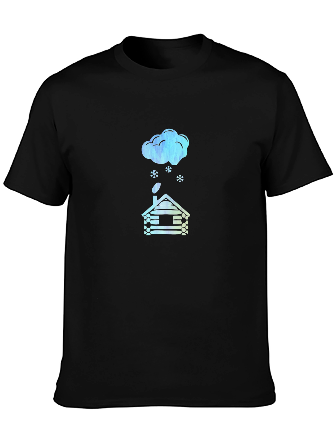 Cabin in Winter Black T-Shirt