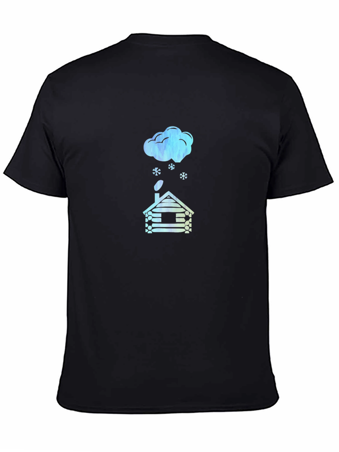 Cabin in Winter Black T-Shirt