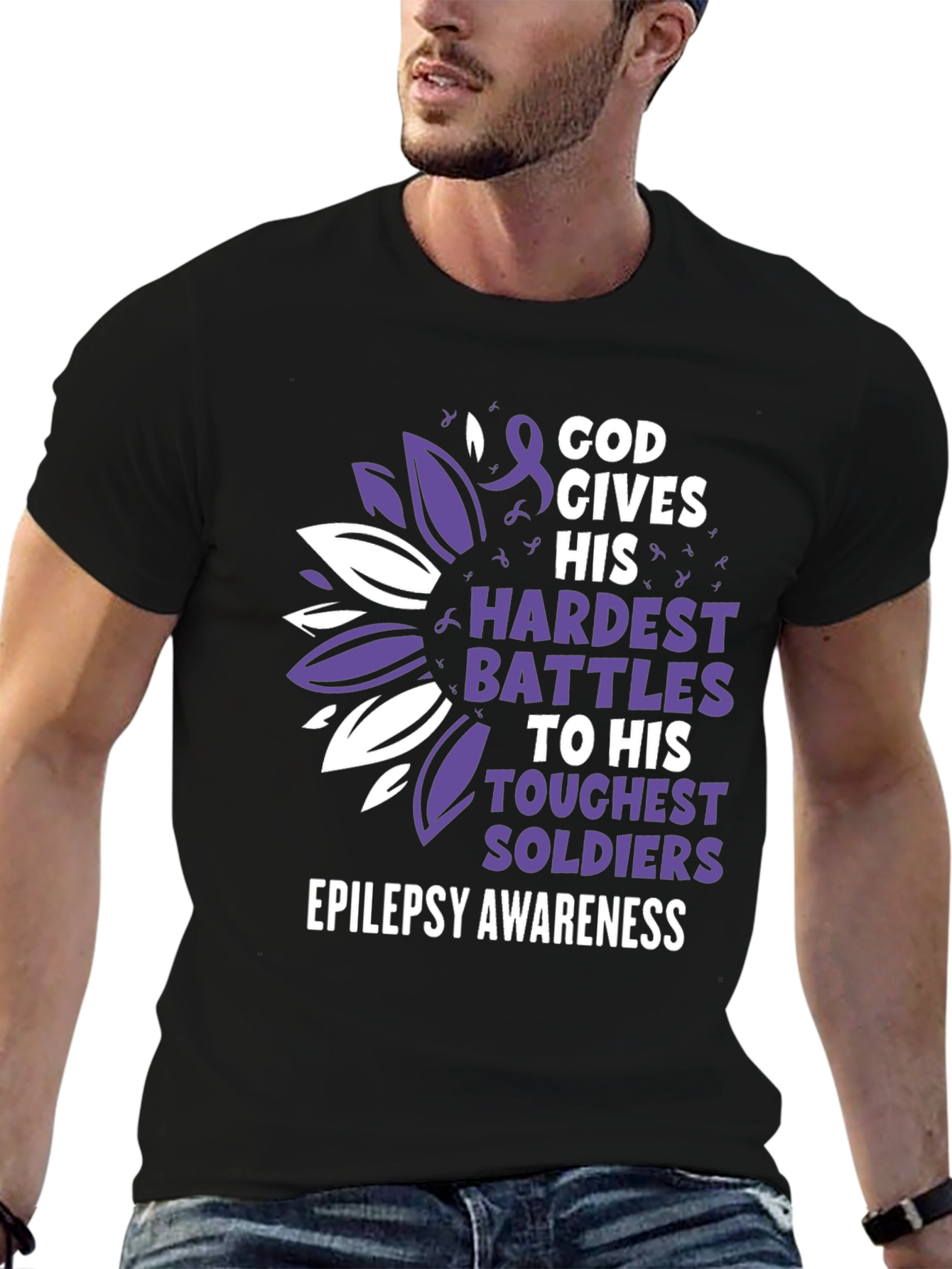 Epilepsy Awareness T-Shirt - God Gives His Hardest Battles