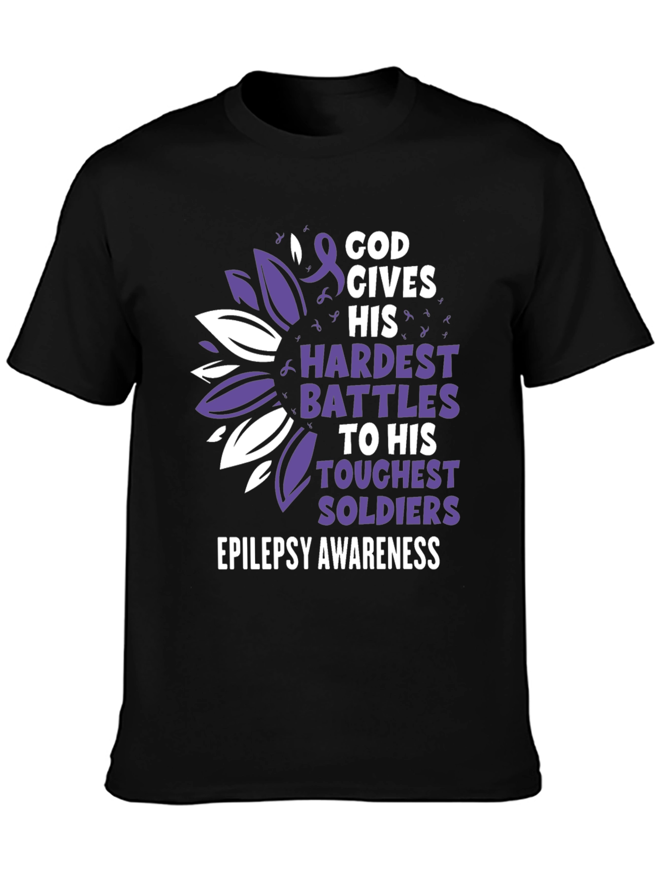 Epilepsy Awareness T-Shirt - God Gives His Hardest Battles