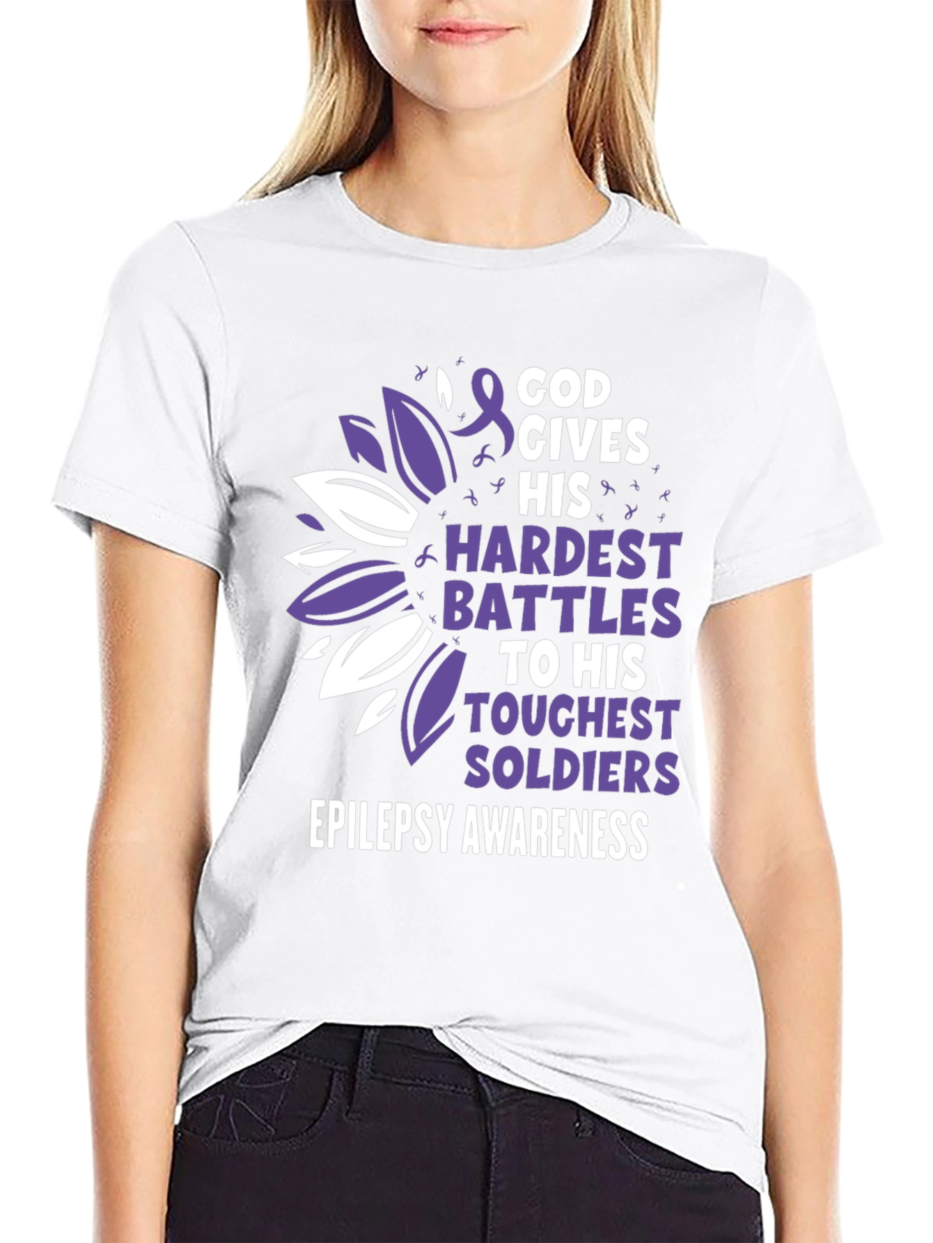 Epilepsy Awareness T-Shirt - God Gives His Hardest Battles
