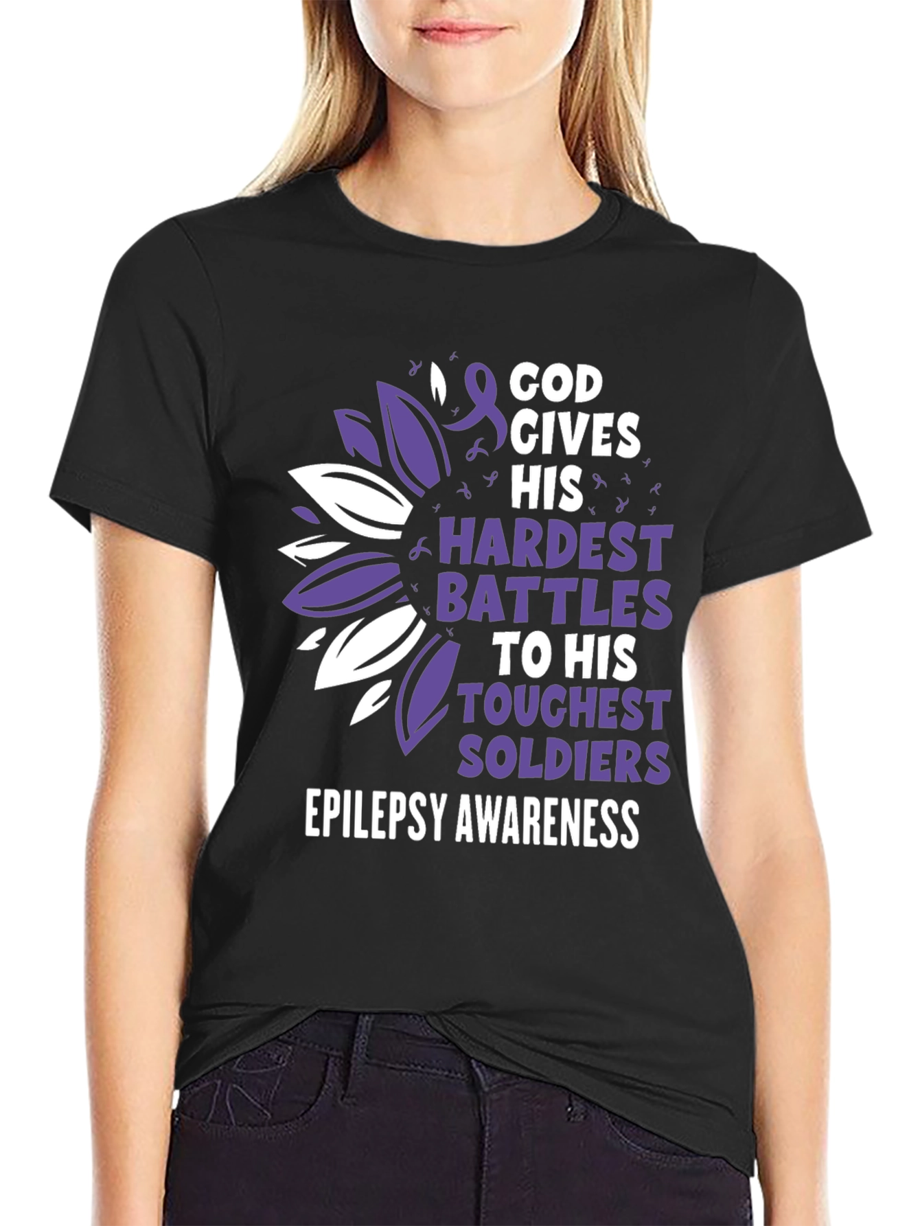 Epilepsy Awareness T-Shirt - God Gives His Hardest Battles