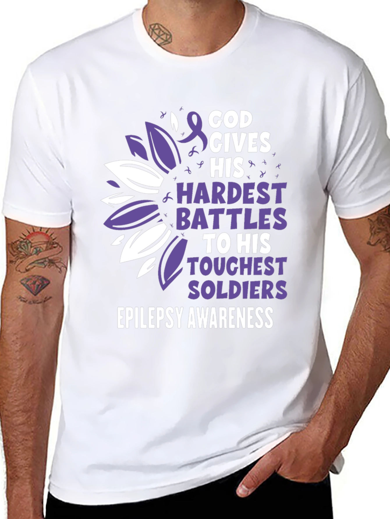 Epilepsy Awareness T-Shirt - God Gives His Hardest Battles