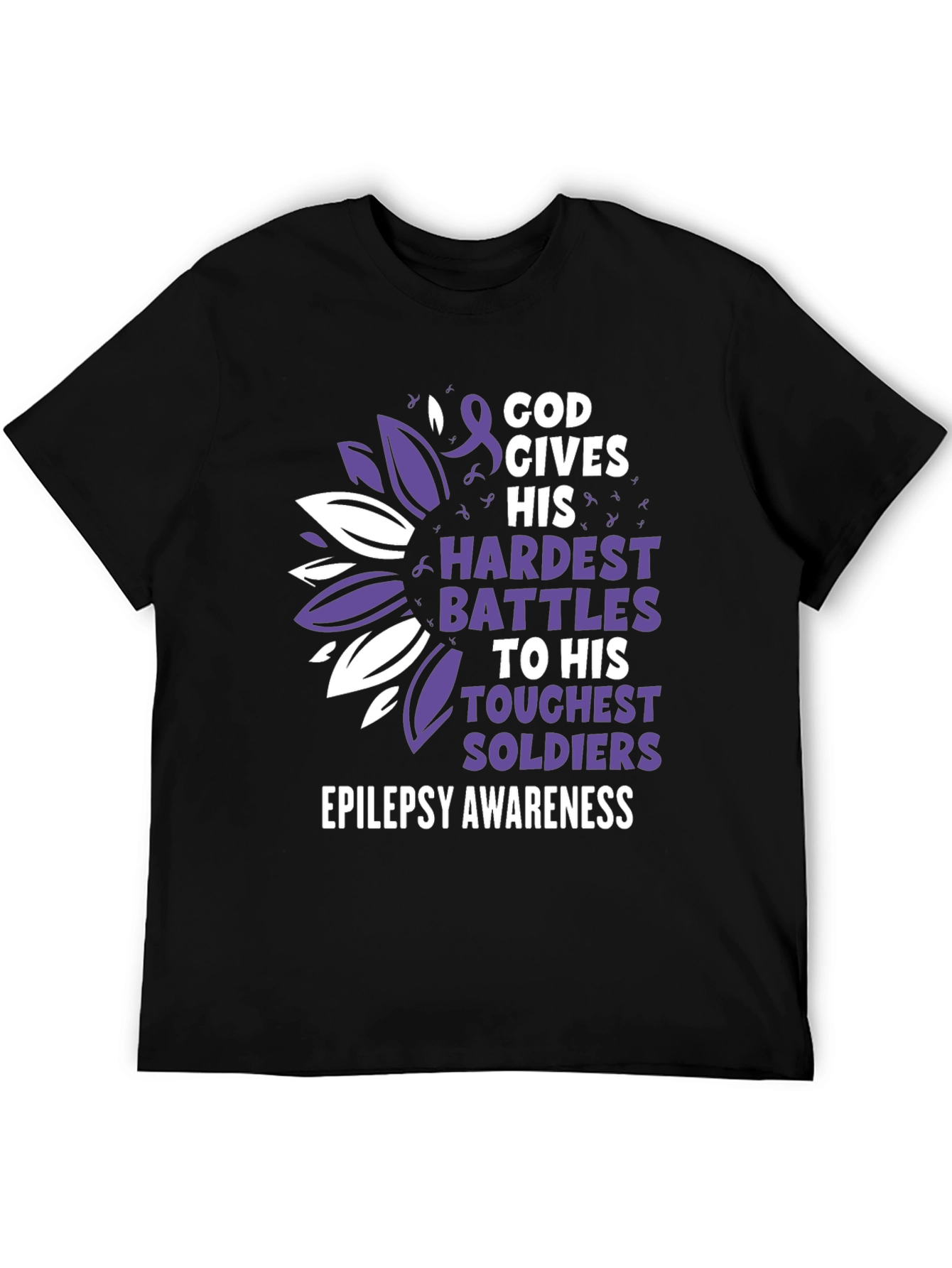 Epilepsy Awareness T-Shirt - God Gives His Hardest Battles
