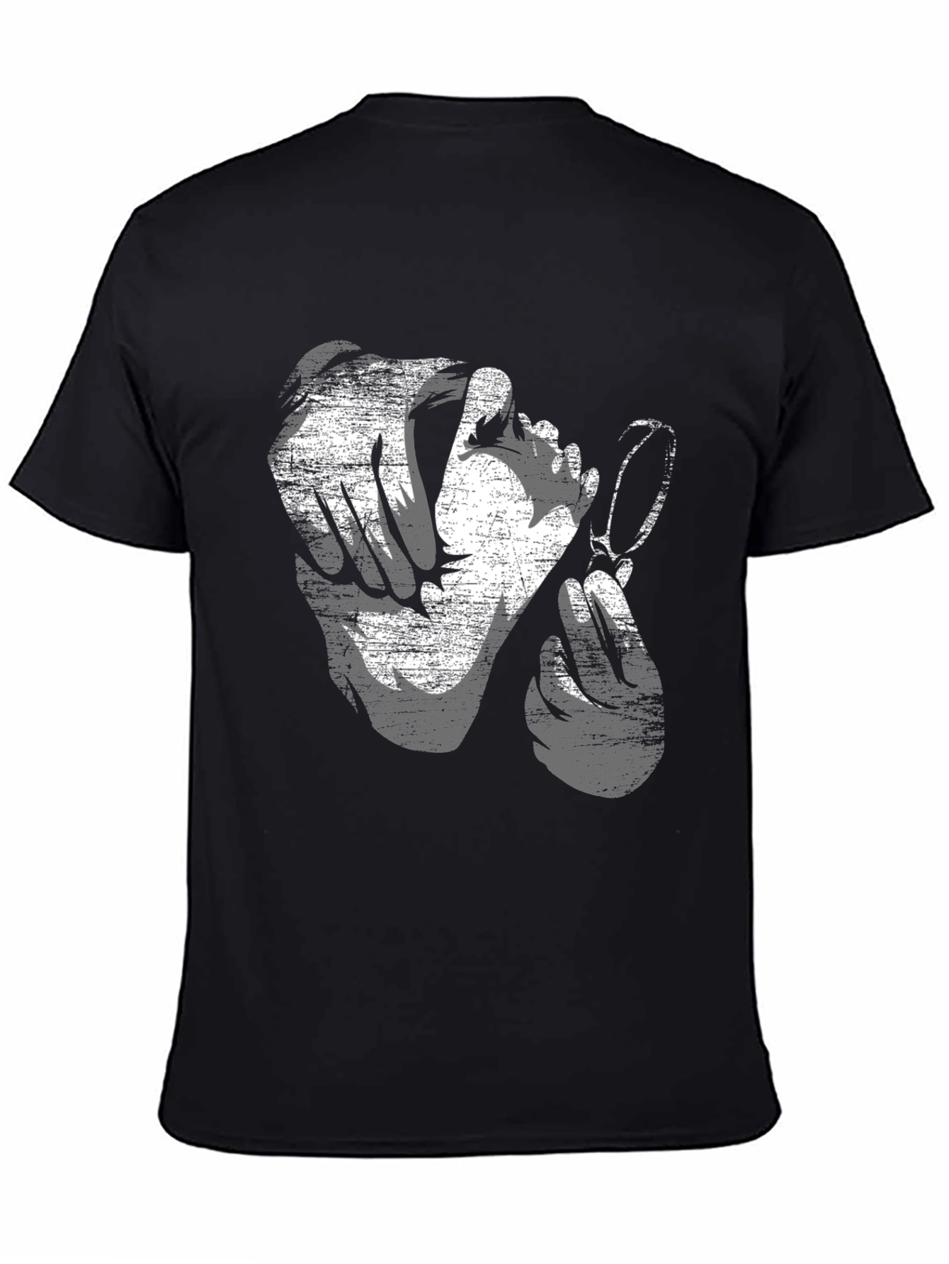 Distressed Graphic Print Black Cotton T-Shirt