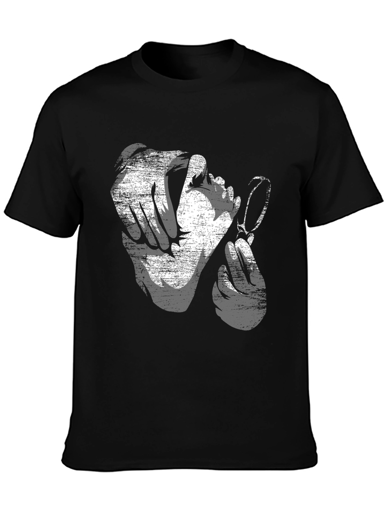 Distressed Graphic Print Black Cotton T-Shirt