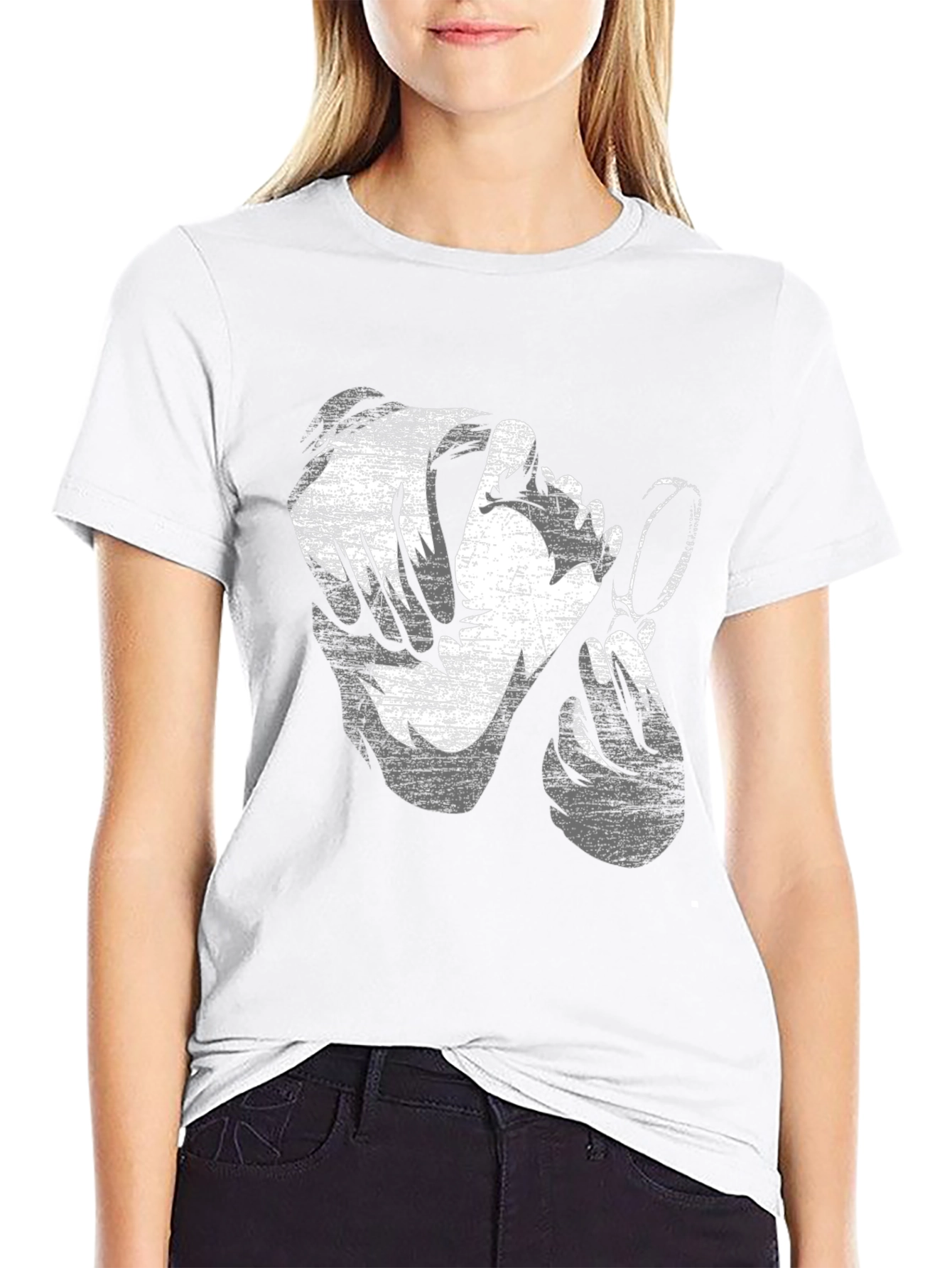 Distressed Graphic Print Black Cotton T-Shirt