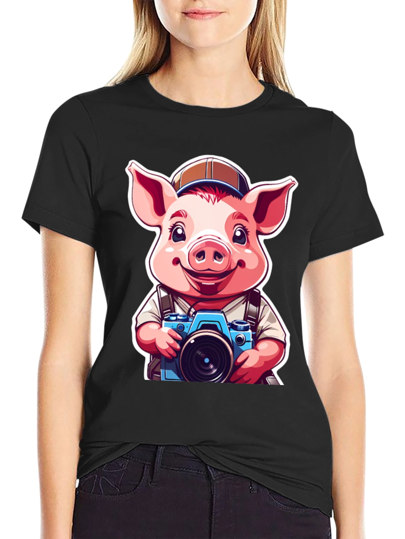 Pig Photographer Graphic Tee