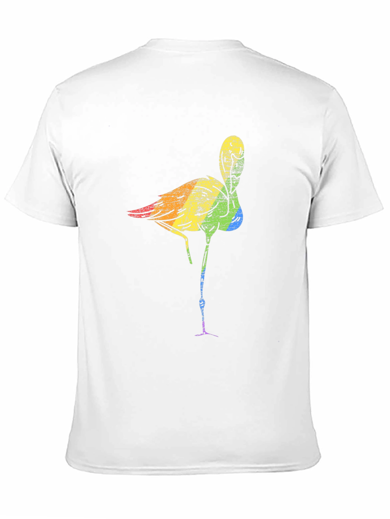 Rainbow Flamingo Graphic Tee - Black Cotton T-Shirt