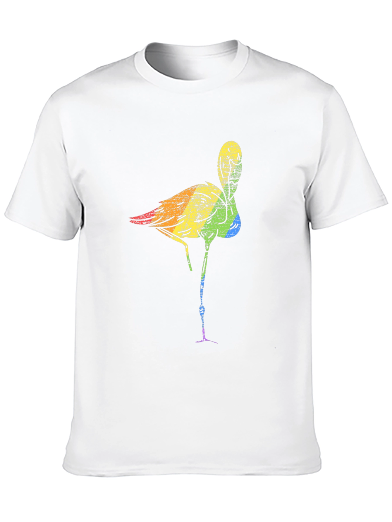 Rainbow Flamingo Graphic Tee - Black Cotton T-Shirt