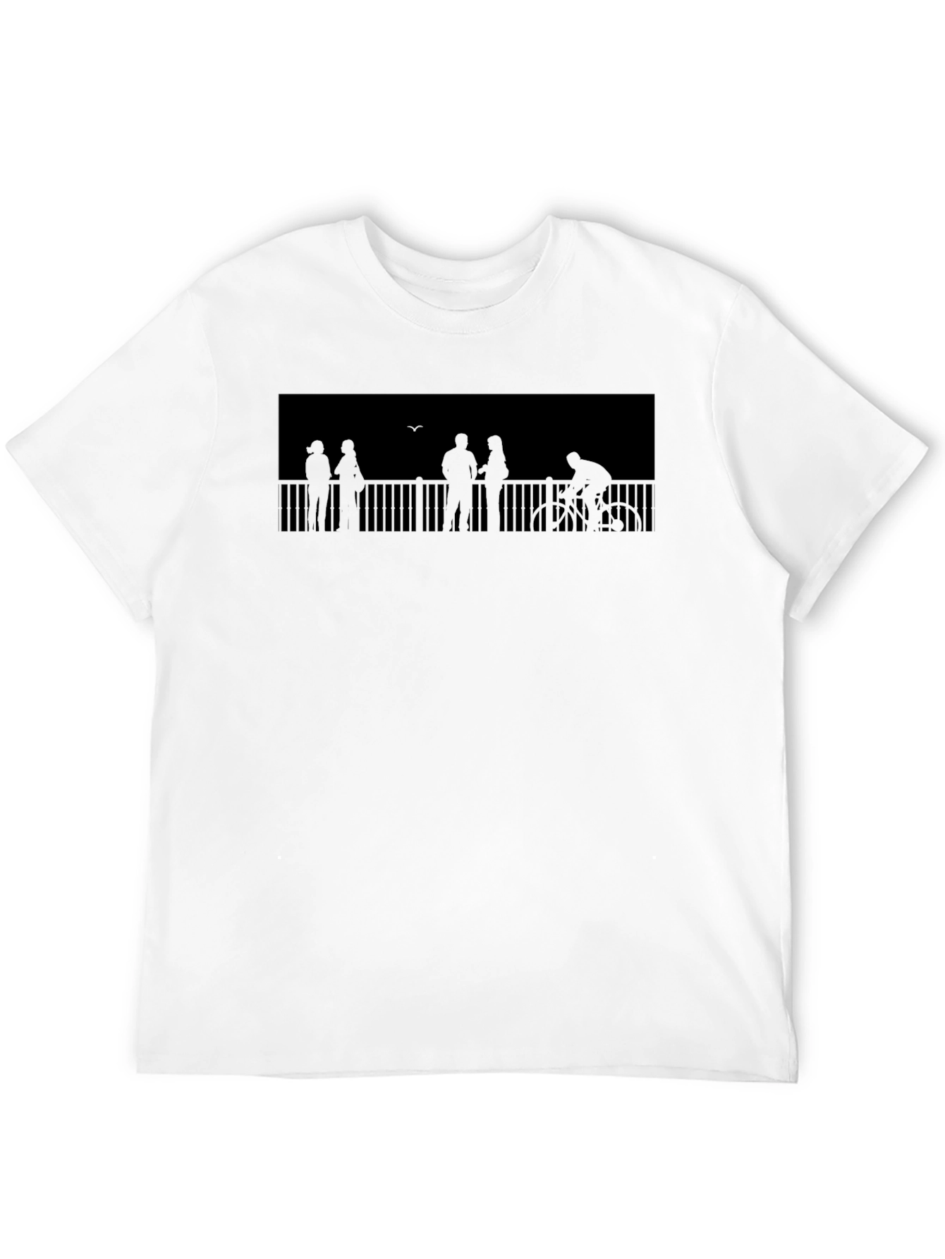 Silhouette People on Bridge Graphic Tee - Black T-Shirt