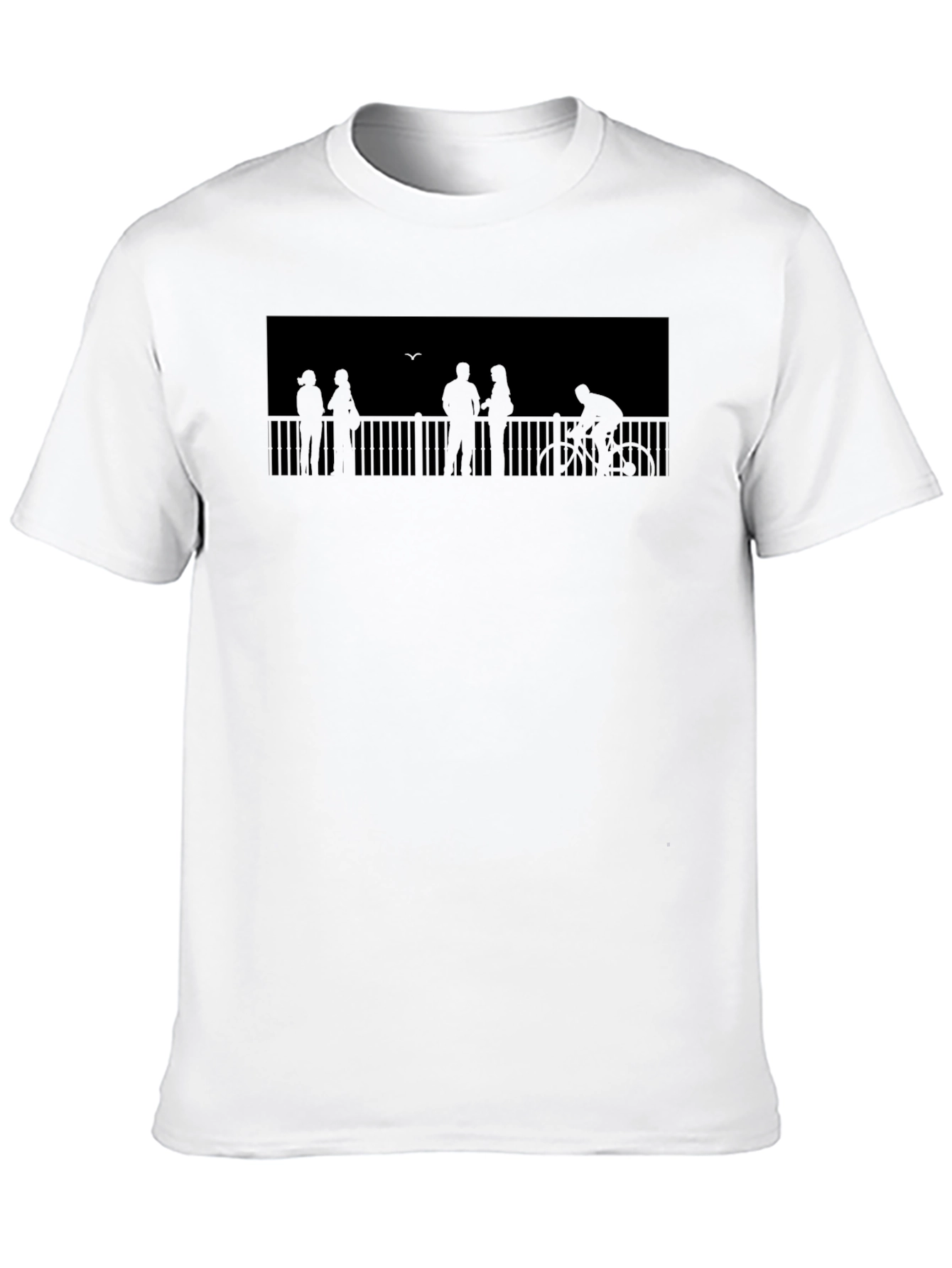 Silhouette People on Bridge Graphic Tee - Black T-Shirt