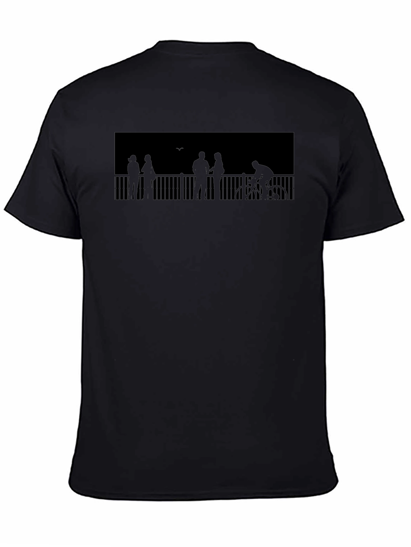 Silhouette People on Bridge Graphic Tee - Black T-Shirt