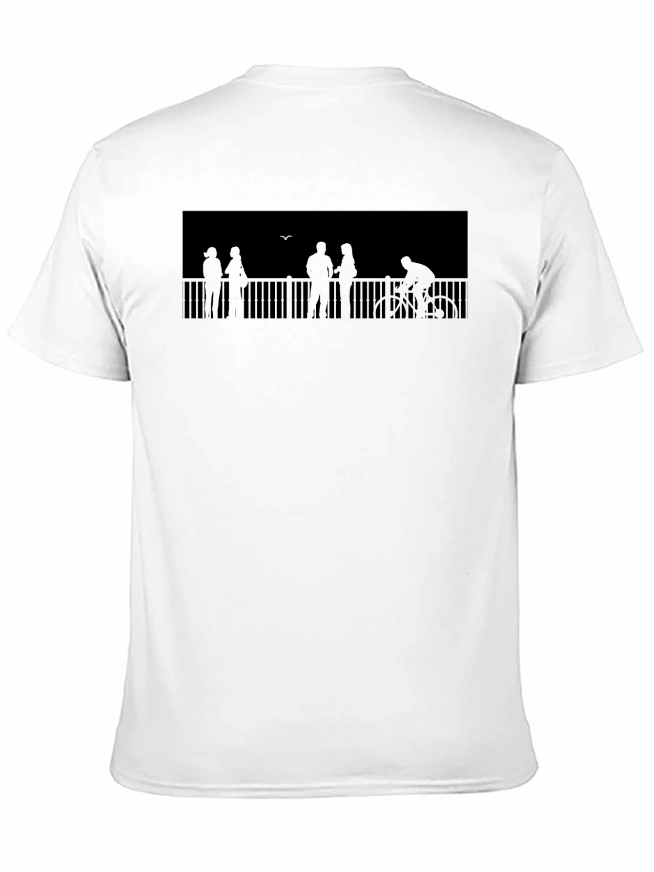 Silhouette People on Bridge Graphic Tee - Black T-Shirt