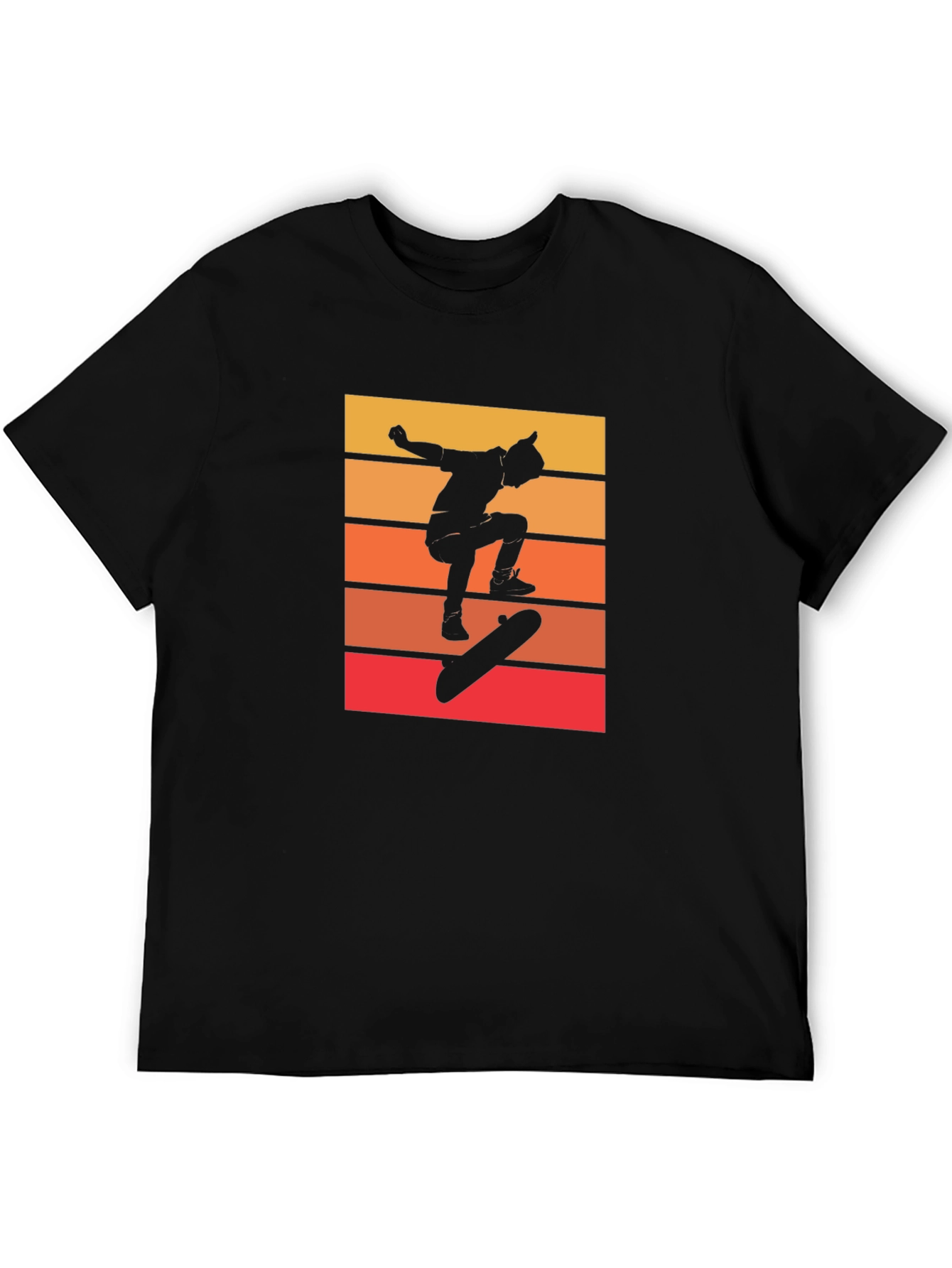 Retro Skateboarder Graphic Tee - Cool Black T-Shirt
