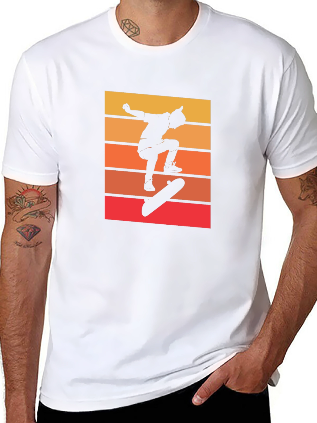 Retro Skateboarder Graphic Tee - Cool Black T-Shirt