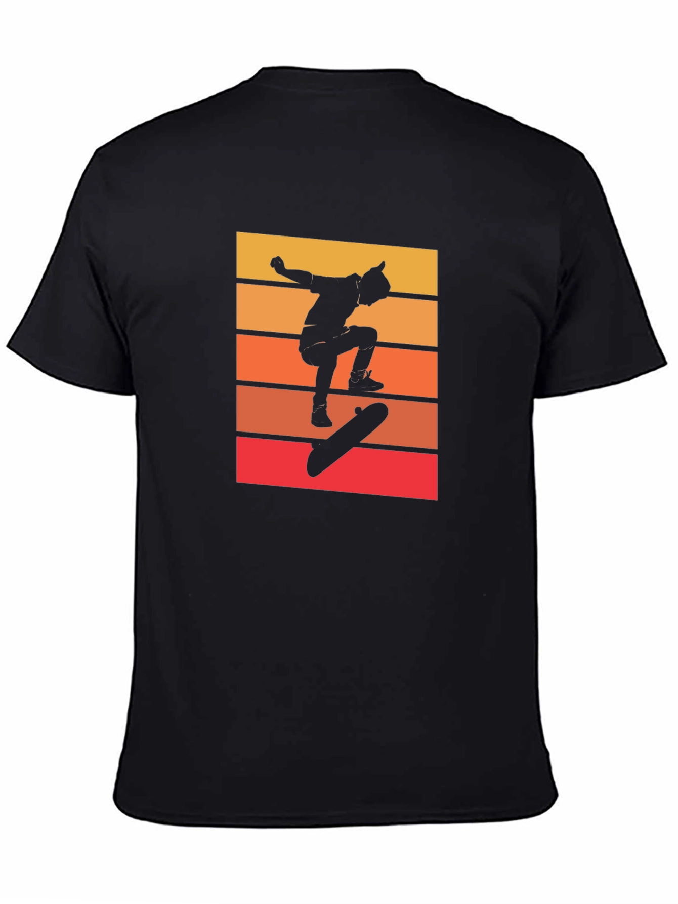 Retro Skateboarder Graphic Tee - Cool Black T-Shirt