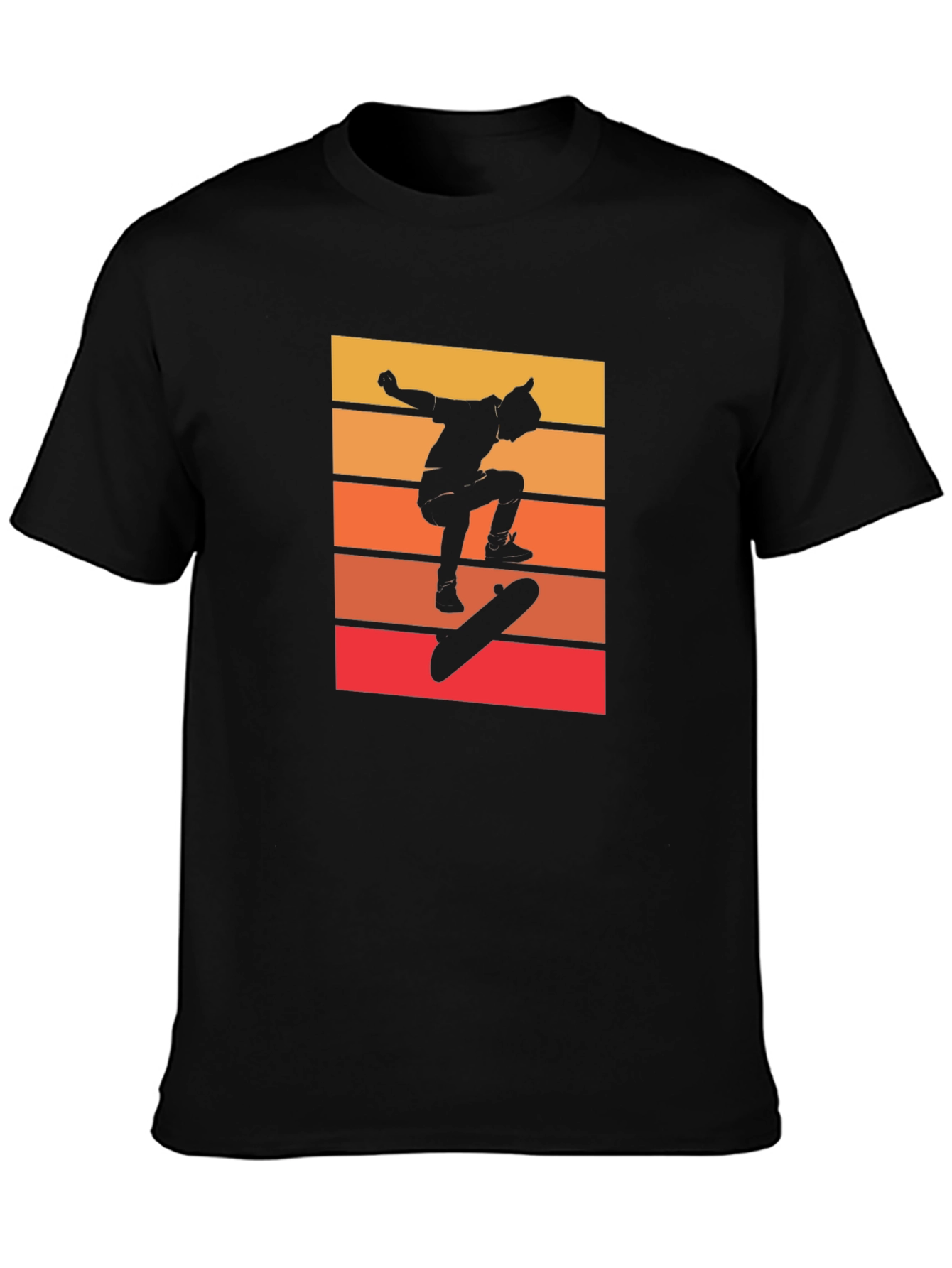 Retro Skateboarder Graphic Tee - Cool Black T-Shirt