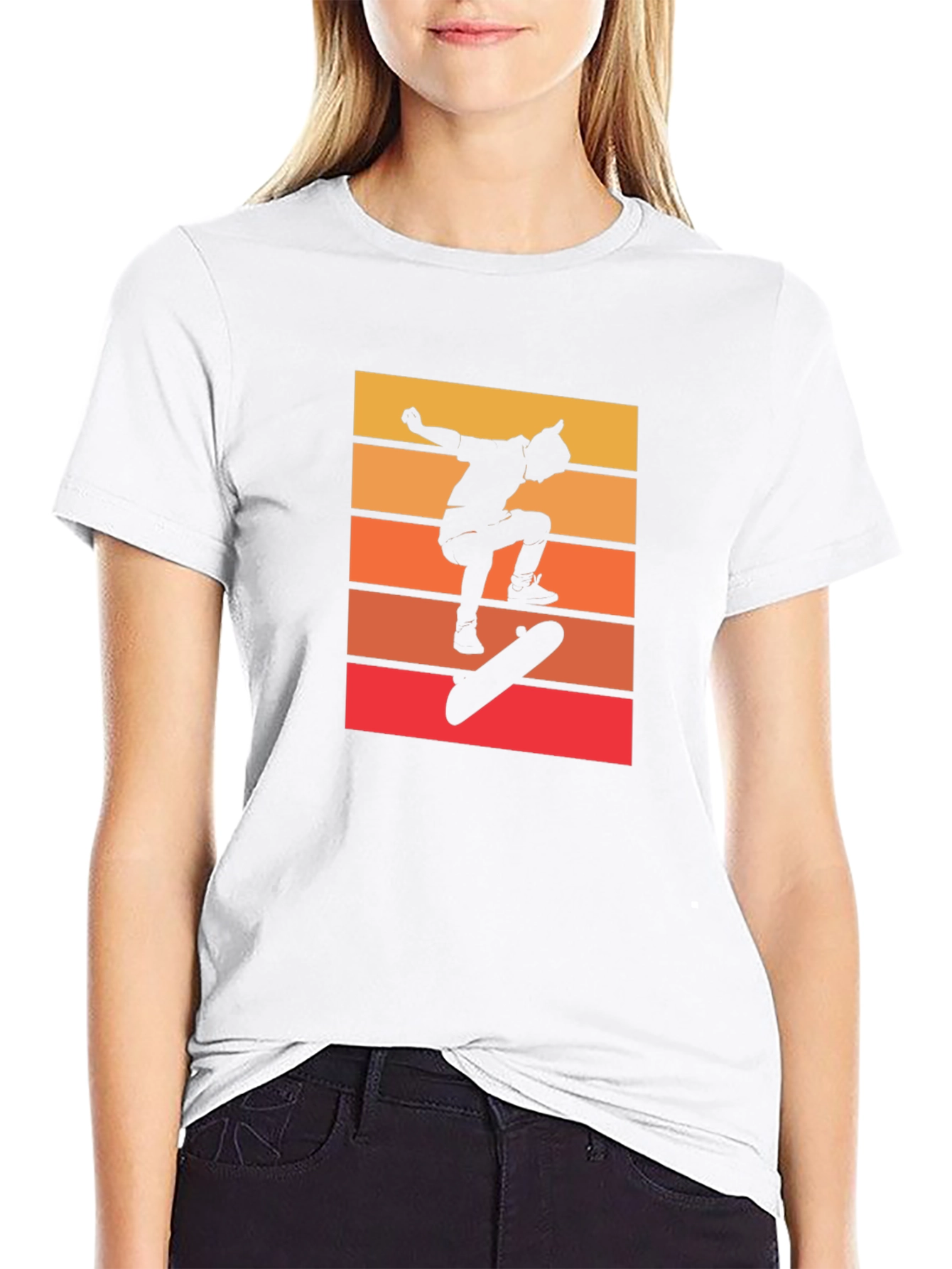 Retro Skateboarder Graphic Tee - Cool Black T-Shirt