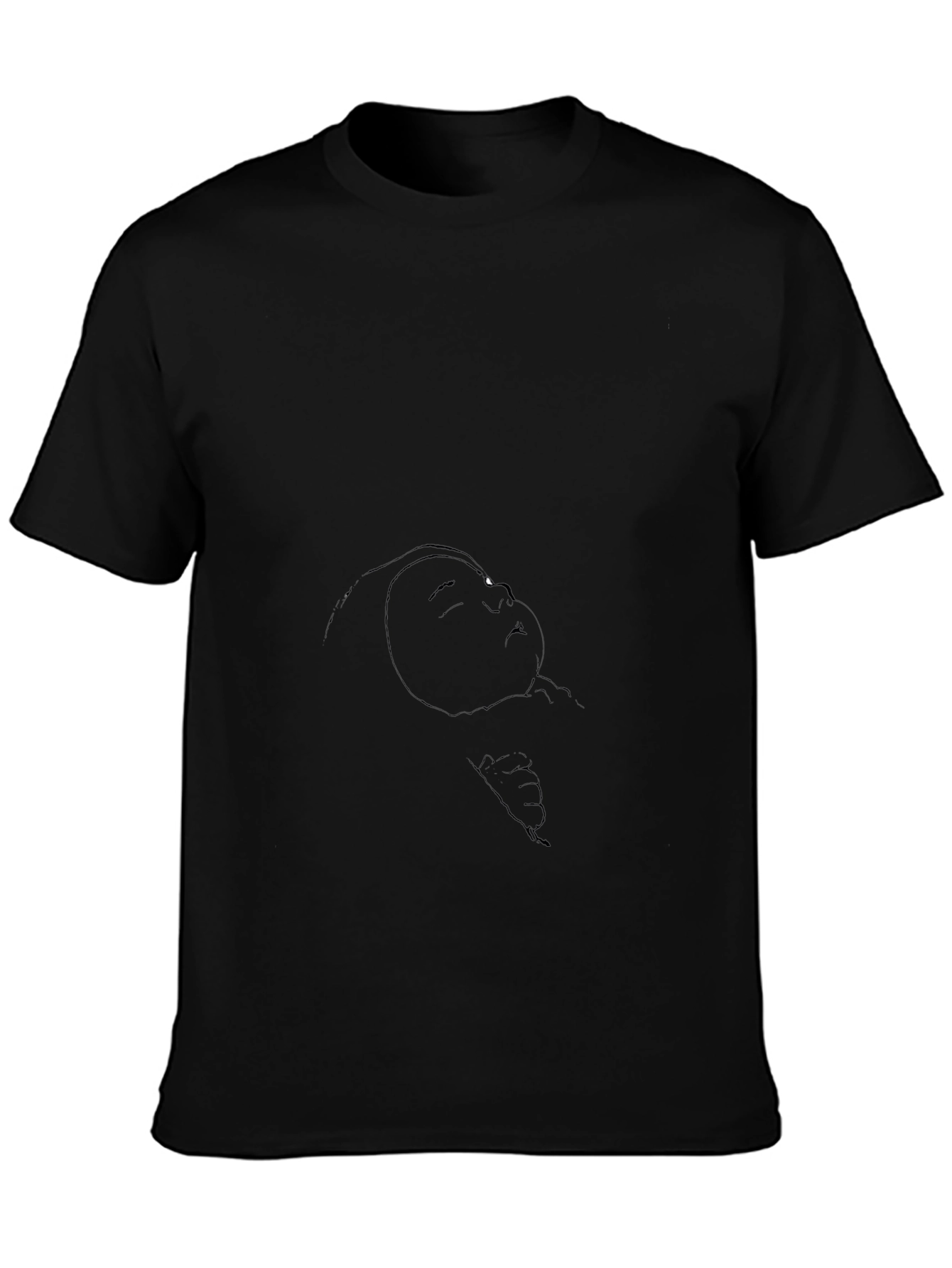 Black T-Shirt with Abstract Face Print