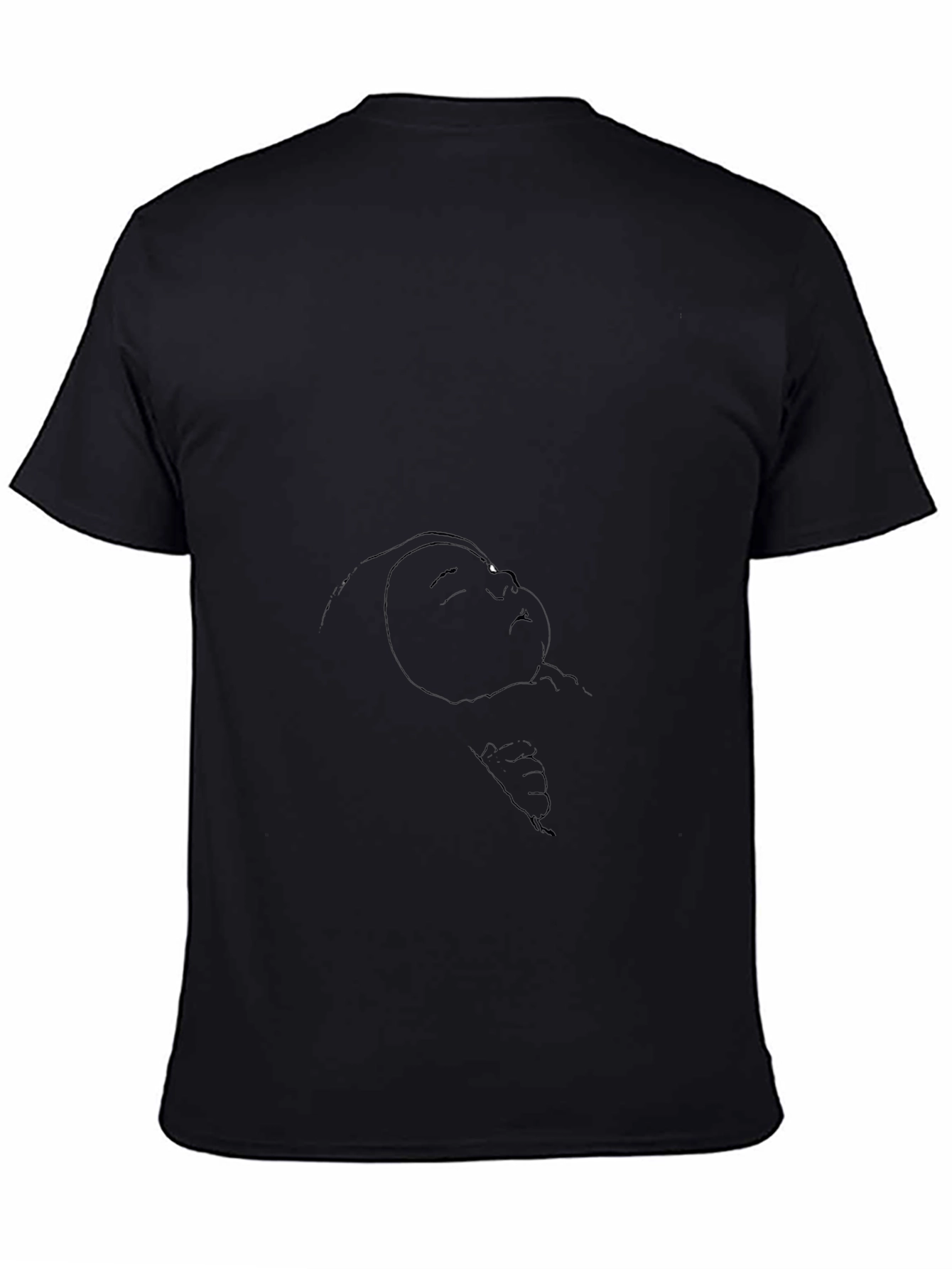 Black T-Shirt with Abstract Face Print