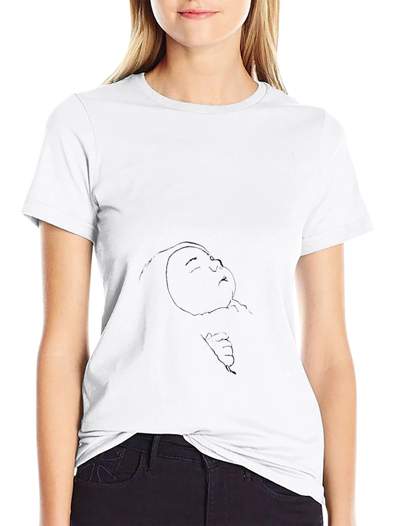 Black T-Shirt with Abstract Face Print