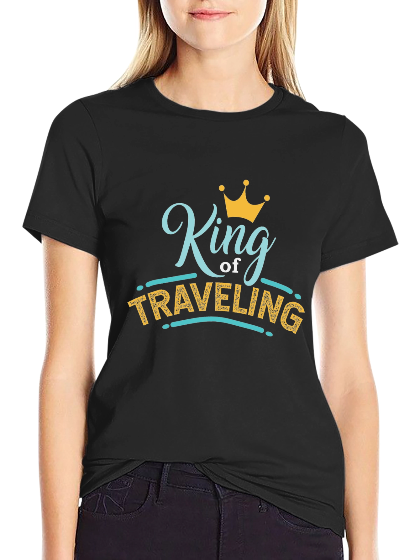 King of Traveling Black Graphic Tee