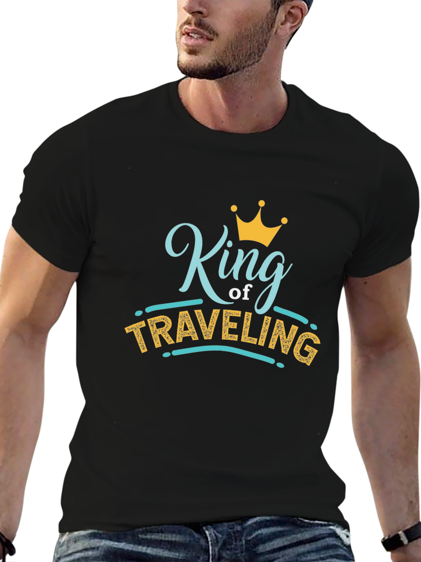 King of Traveling Black Graphic Tee