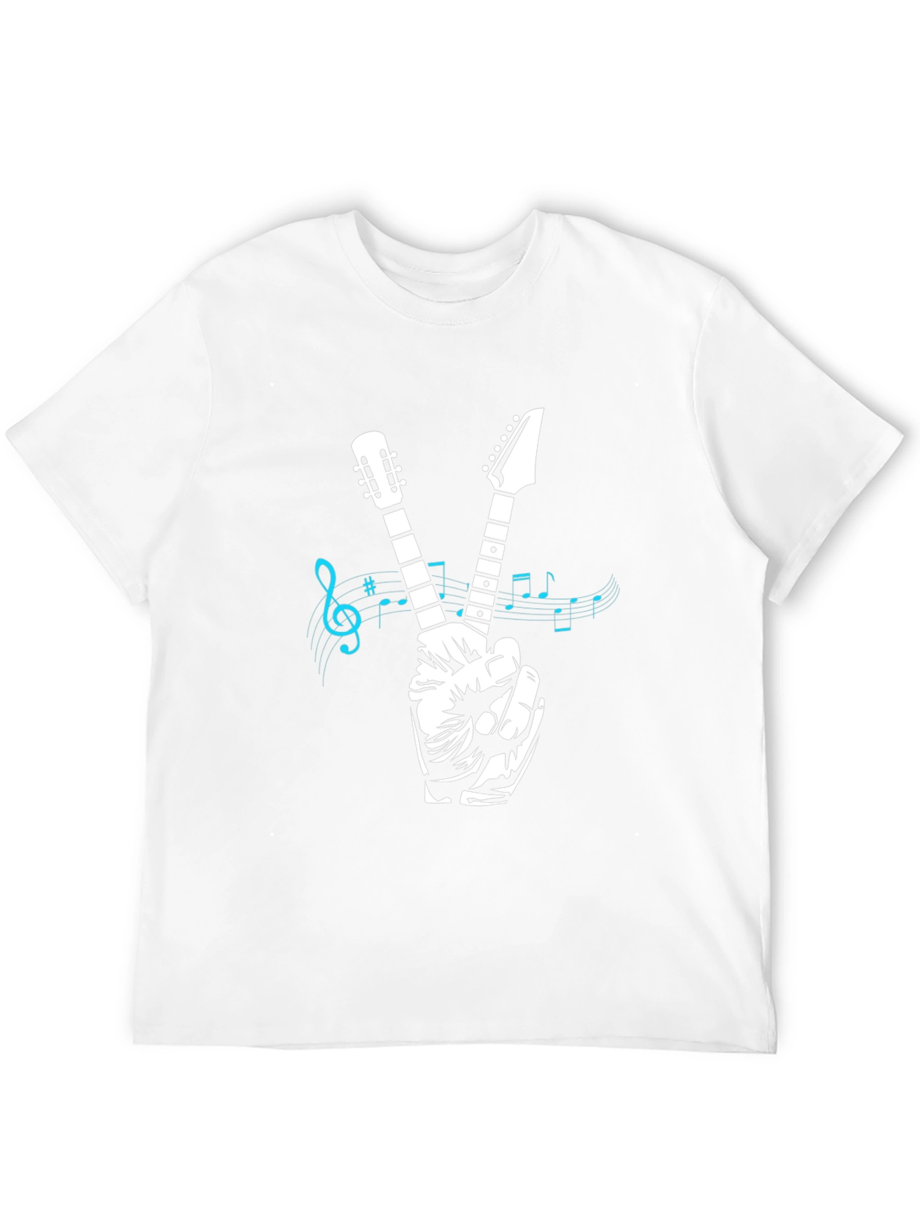 Guitar Peace Sign Graphic T-Shirt - Black