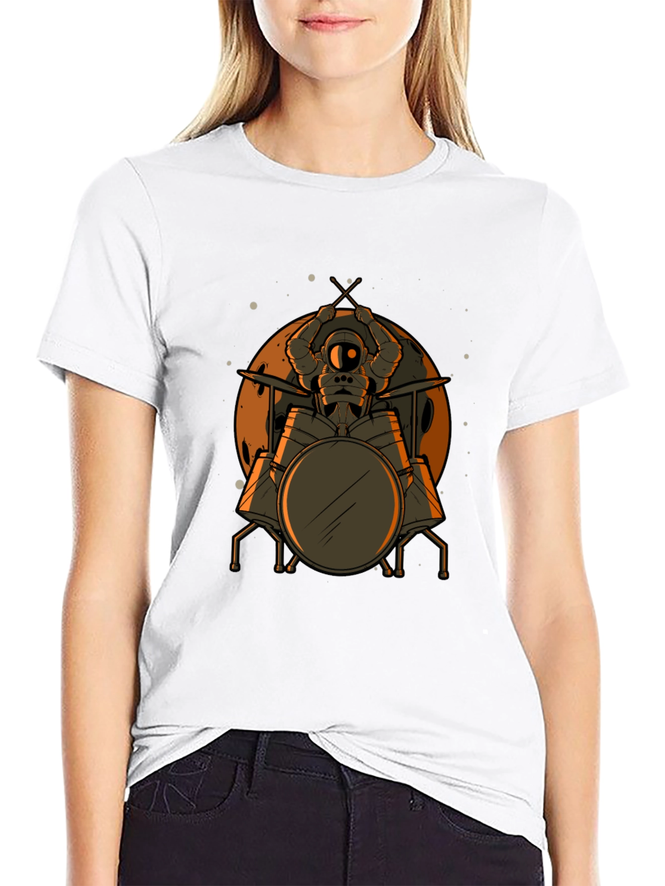Astronaut Drummer Graphic T-Shirt