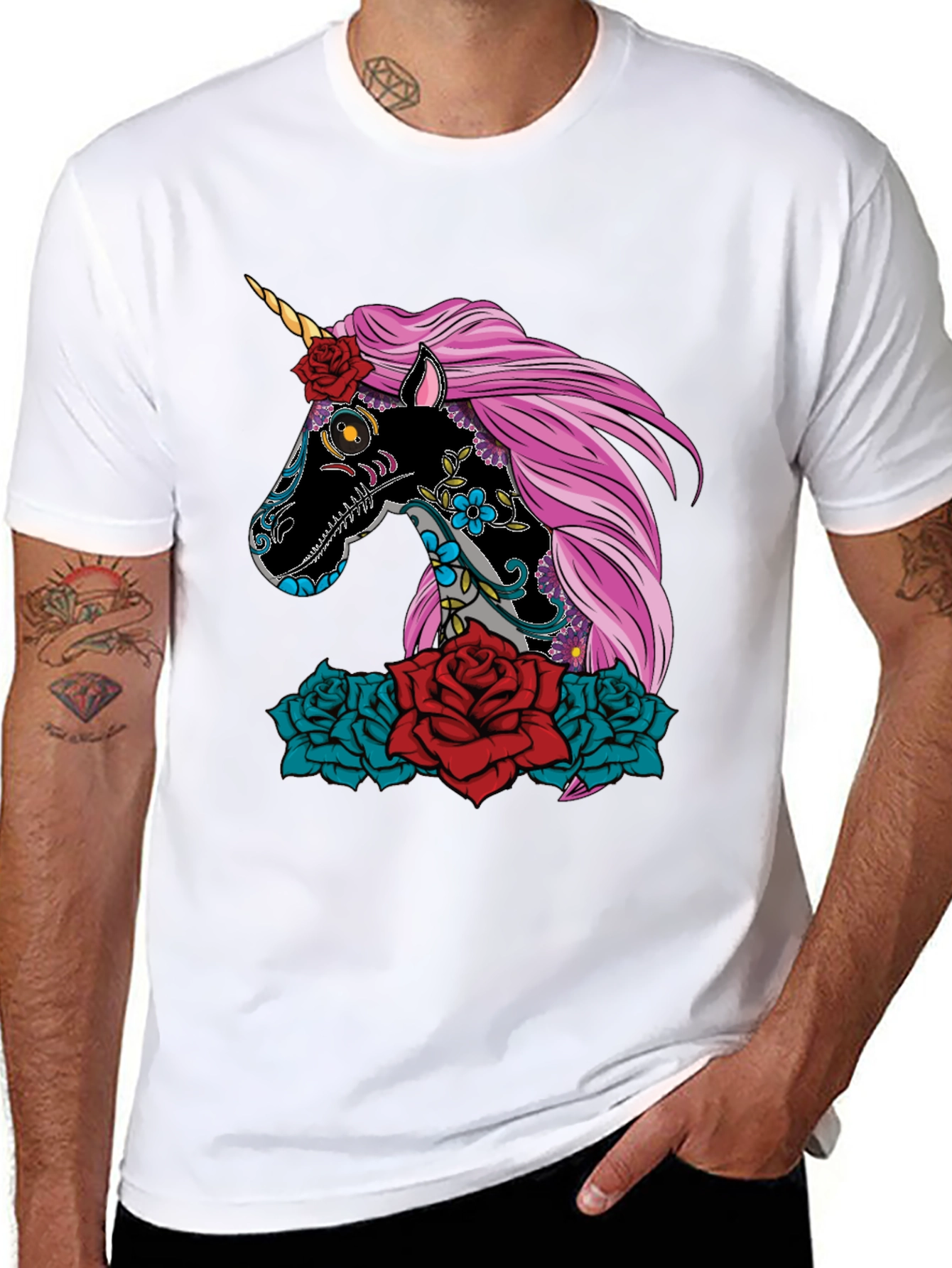 Sugar Skull Unicorn Rose T-Shirt