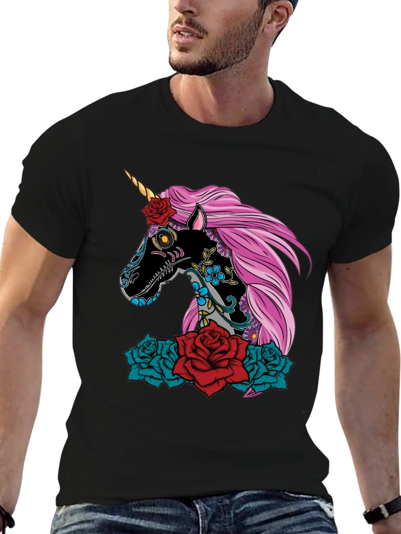 Sugar Skull Unicorn Rose T-Shirt