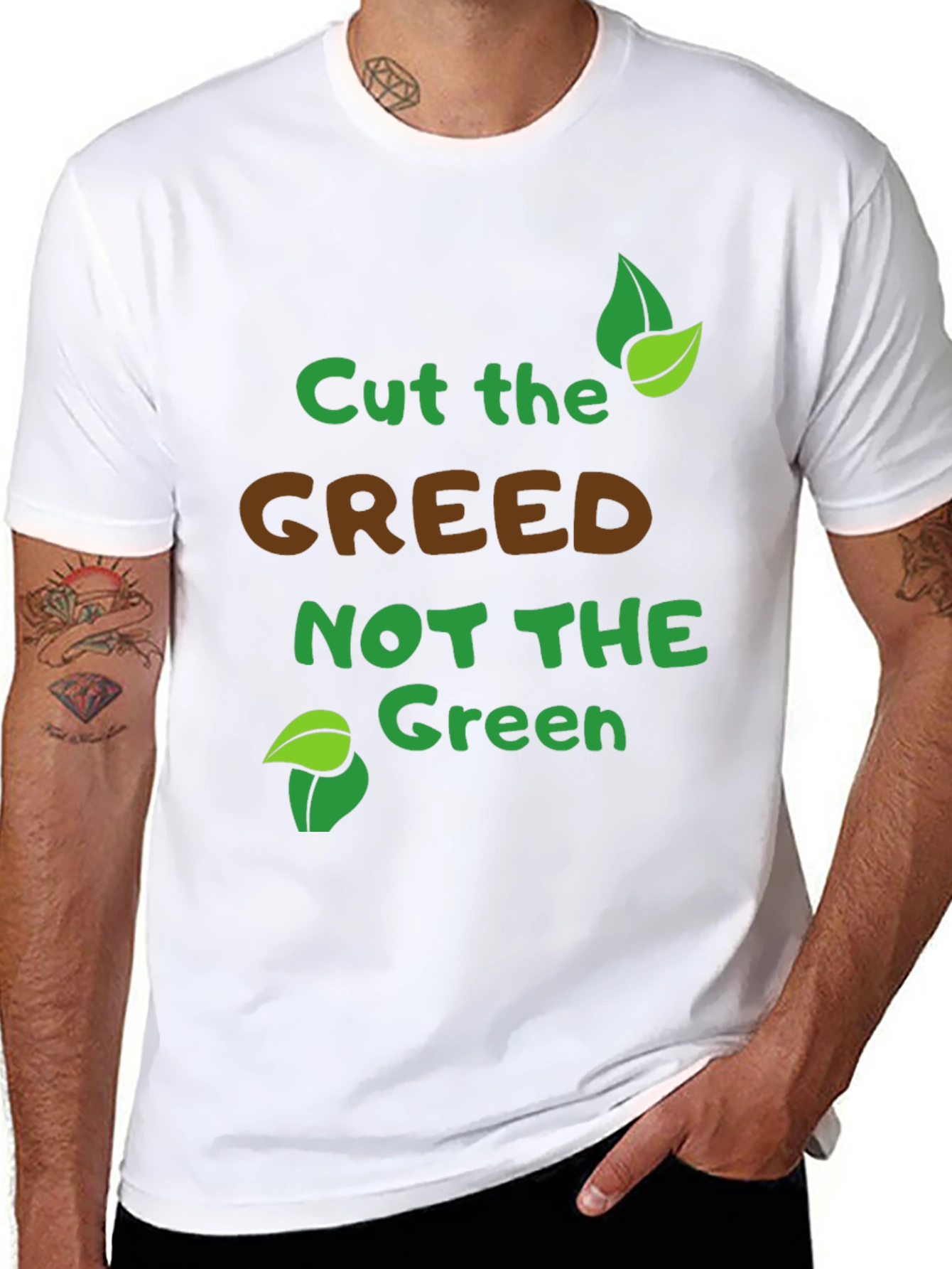 Eco-Friendly Cut Greed Black Graphic Tee