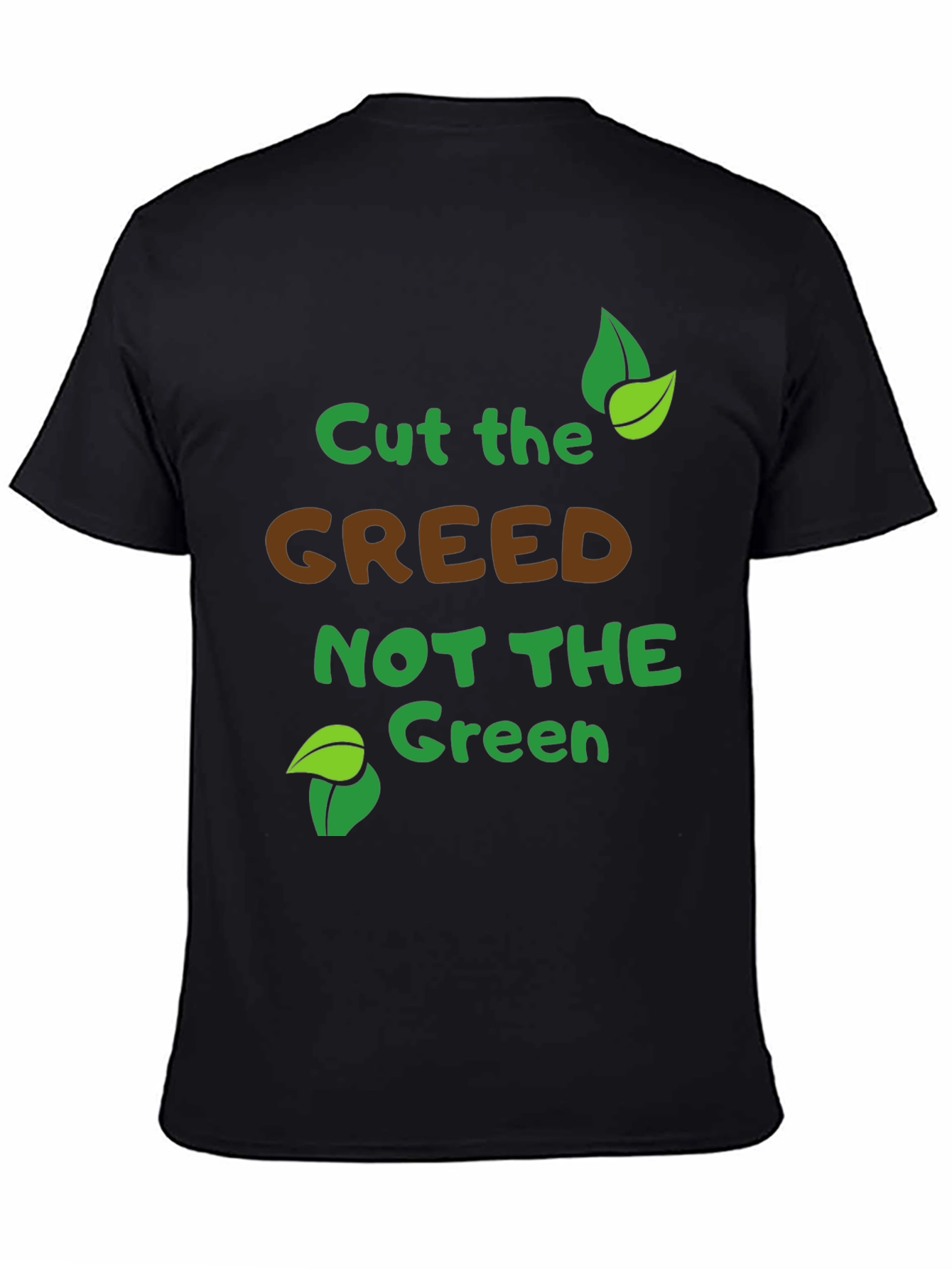 Eco-Friendly Cut Greed Black Graphic Tee