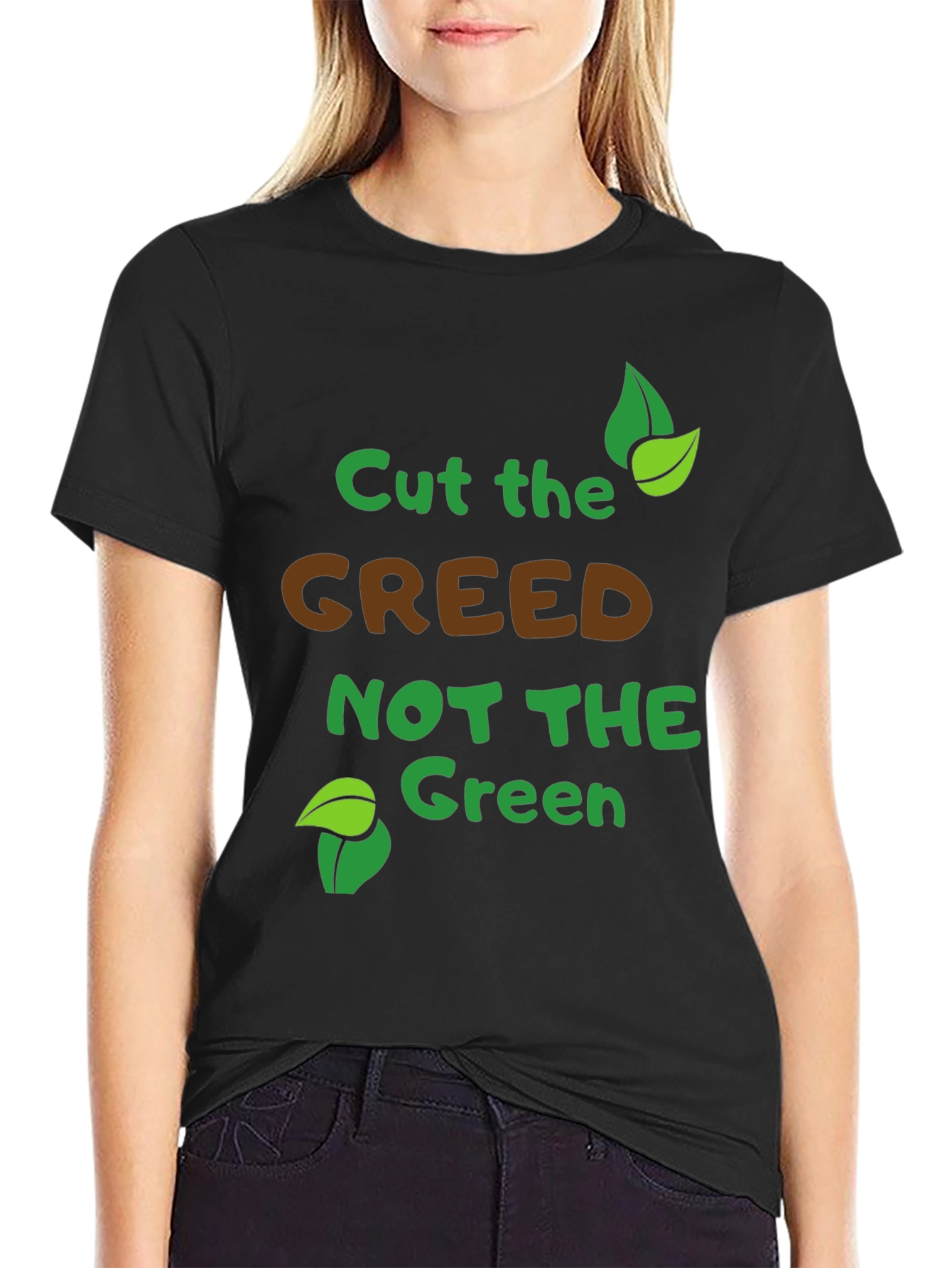 Eco-Friendly Cut Greed Black Graphic Tee