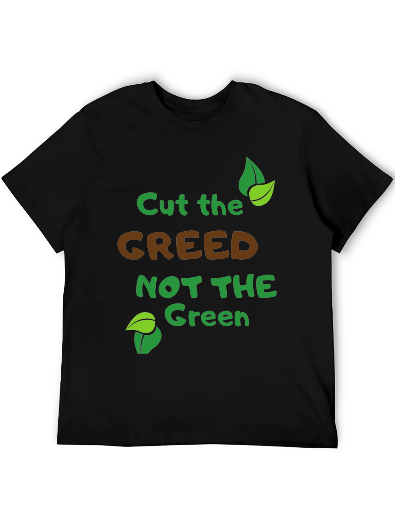 Eco-Friendly Cut Greed Black Graphic Tee
