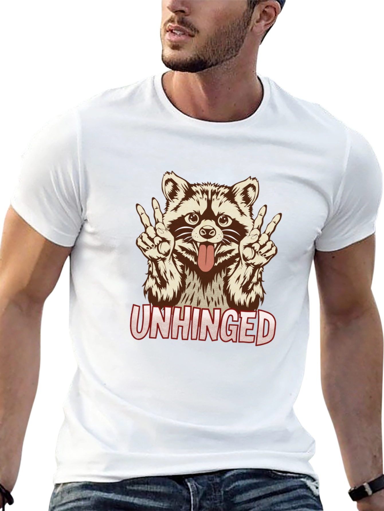 Unhinged Raccoon Graphic Tee - Funny Animal Shirt
