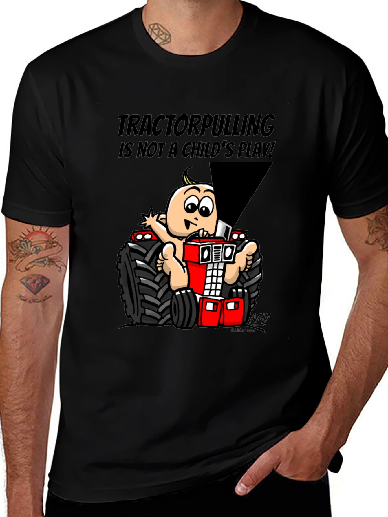 Tractor Pulling Baby Graphic T-Shirt