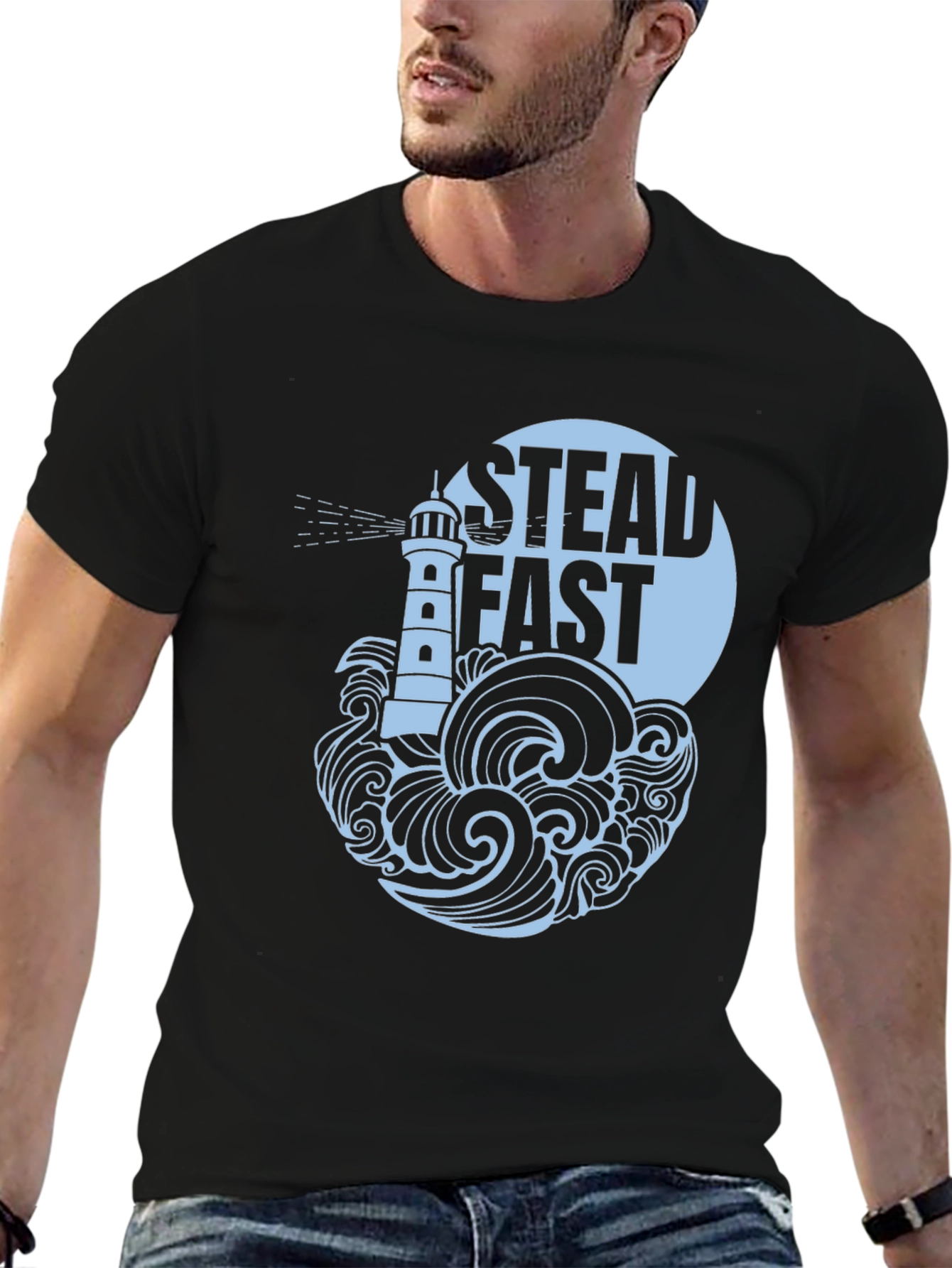 Steadfast Lighthouse Graphic Tee - Mens Black T-Shirt
