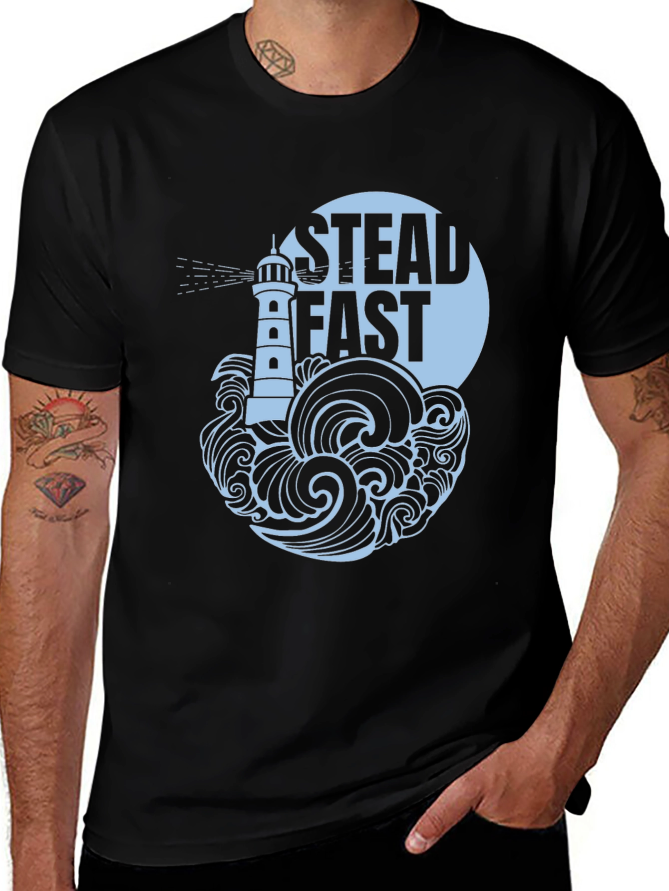 Steadfast Lighthouse Graphic Tee - Mens Black T-Shirt