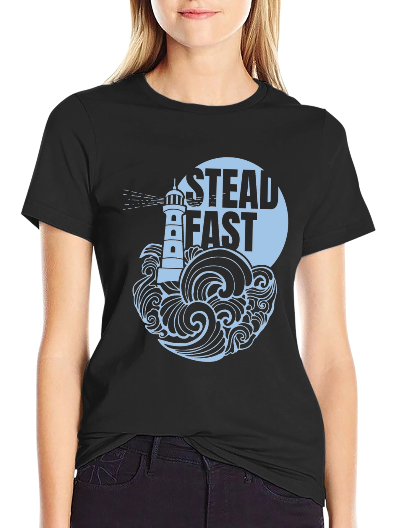 Steadfast Lighthouse Graphic Tee - Mens Black T-Shirt
